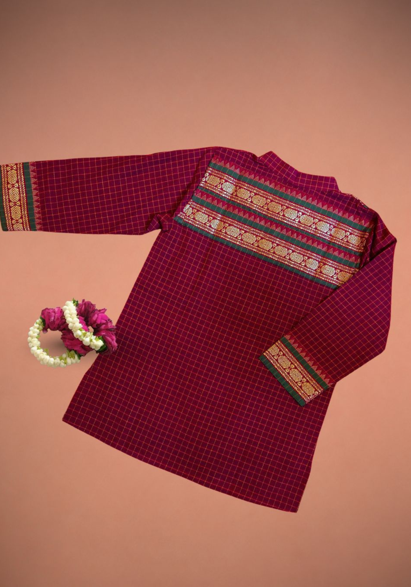 MAROON CHETTINAD COTTON KURTA