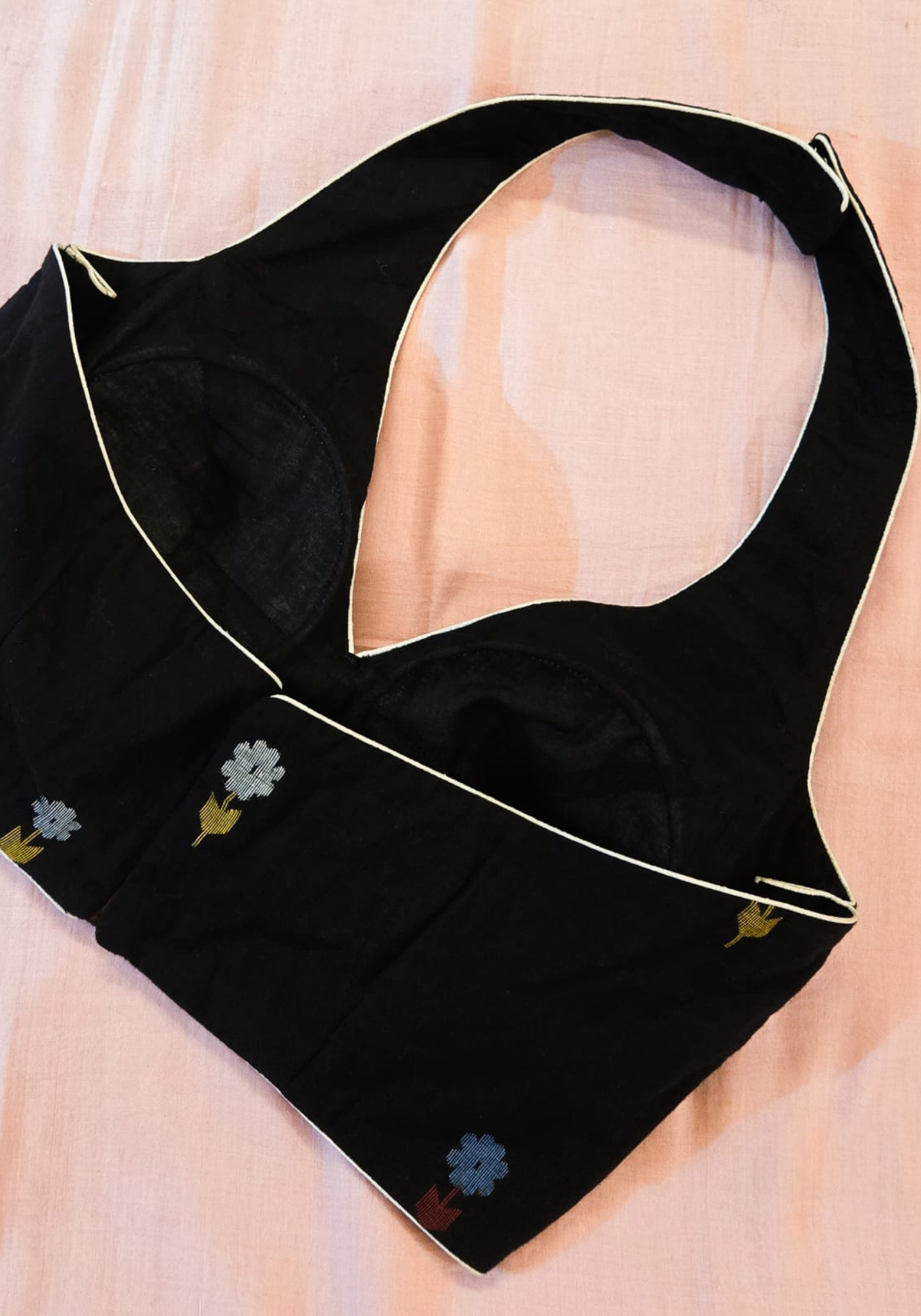 BLACK SONALI JAMDANI HALTER BLOUSE