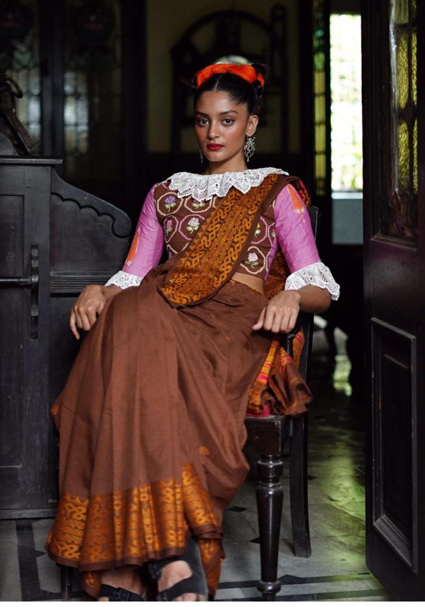 CHOCOLATE BROWN BALUCHARI MOTIF TANT SAREE