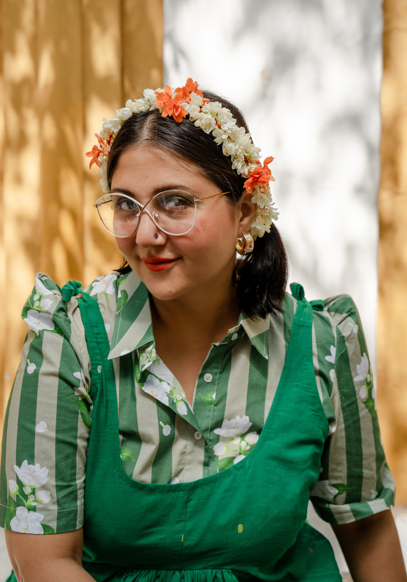 MALLI POO GREEN STRIPED SHIRT