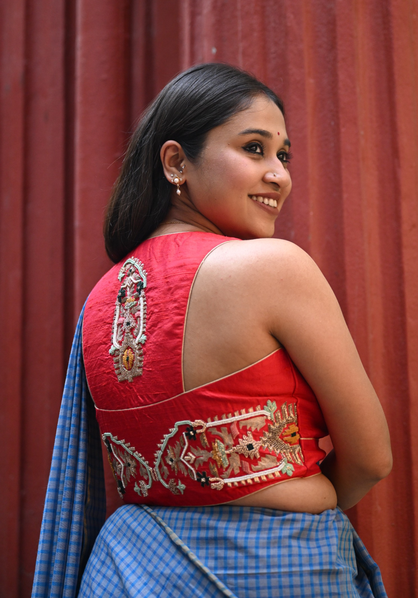 RED TRISHNA ZARDOUSI (Racer back) BLOUSE