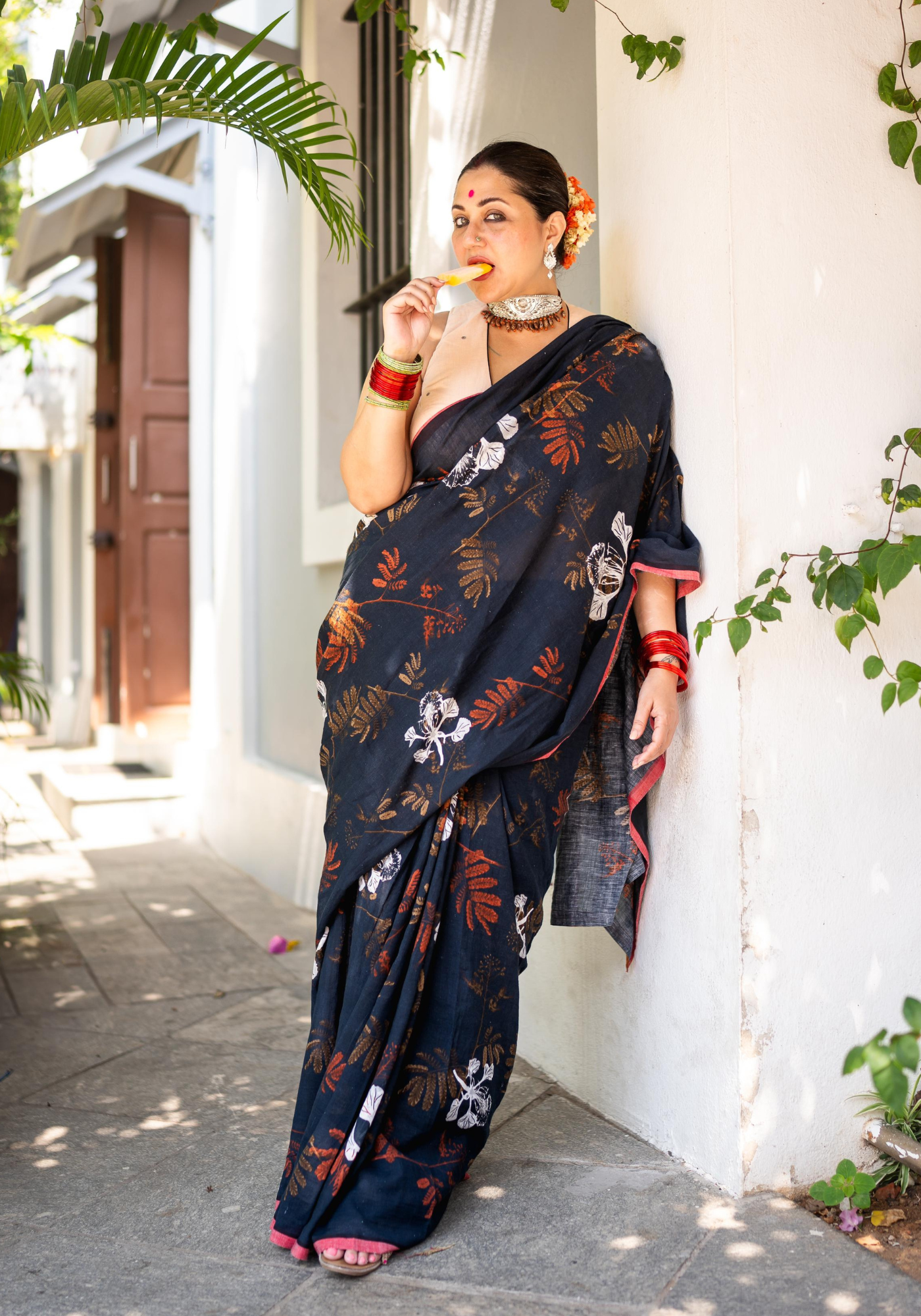 BLACK GULMOHAR SAREE