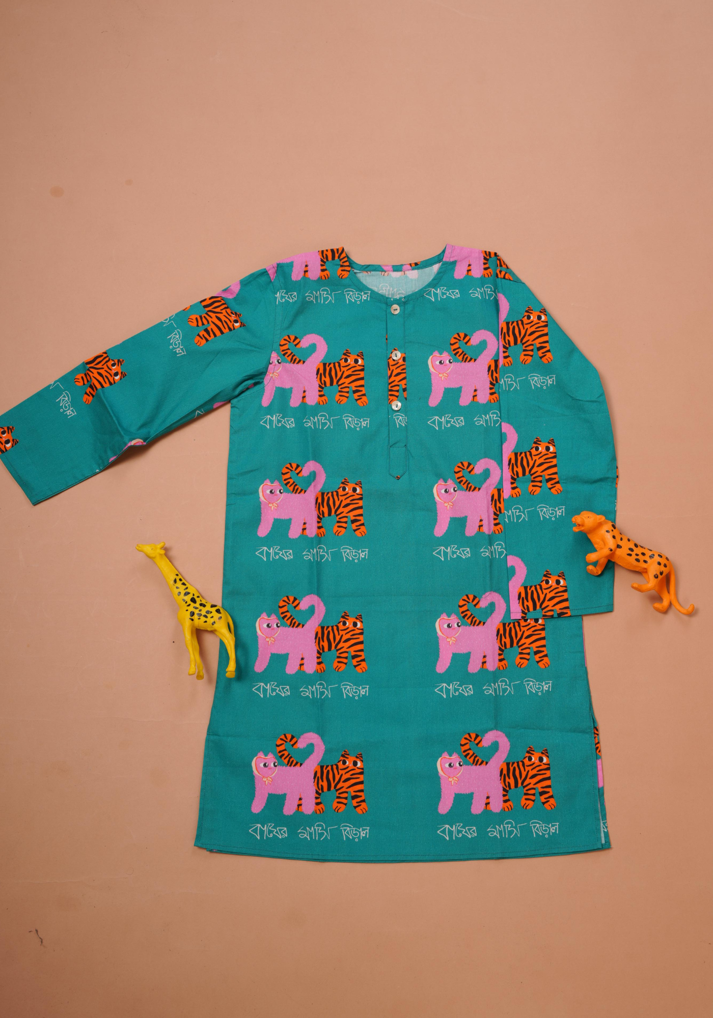 BAGHER MASHI TEAL KURTA