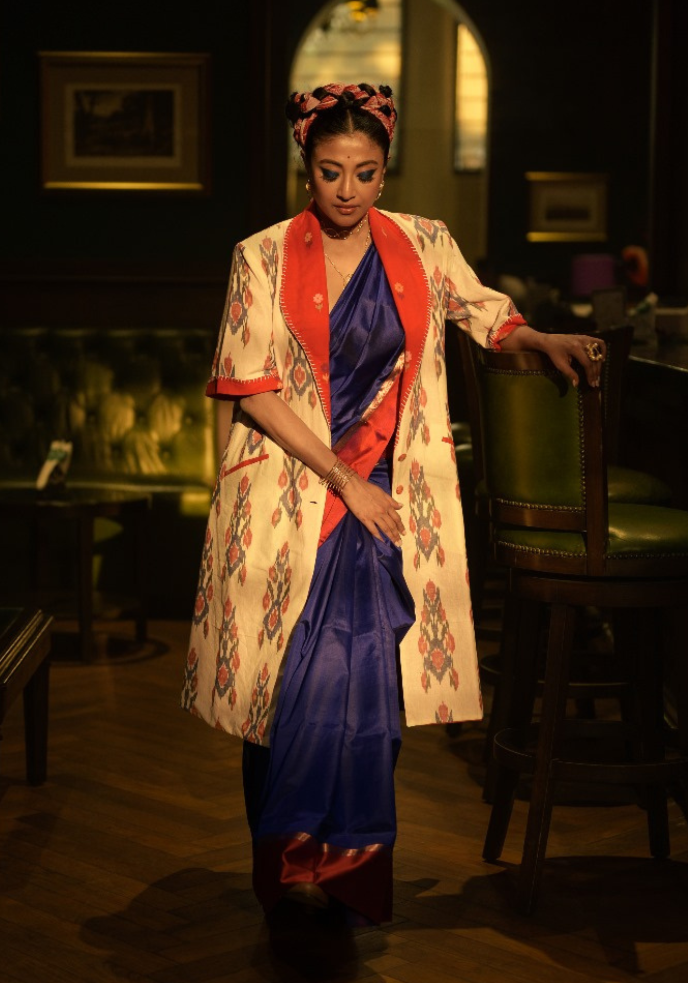 REVERSIBLE FIRE OPAL IKKAT LONG JACKET