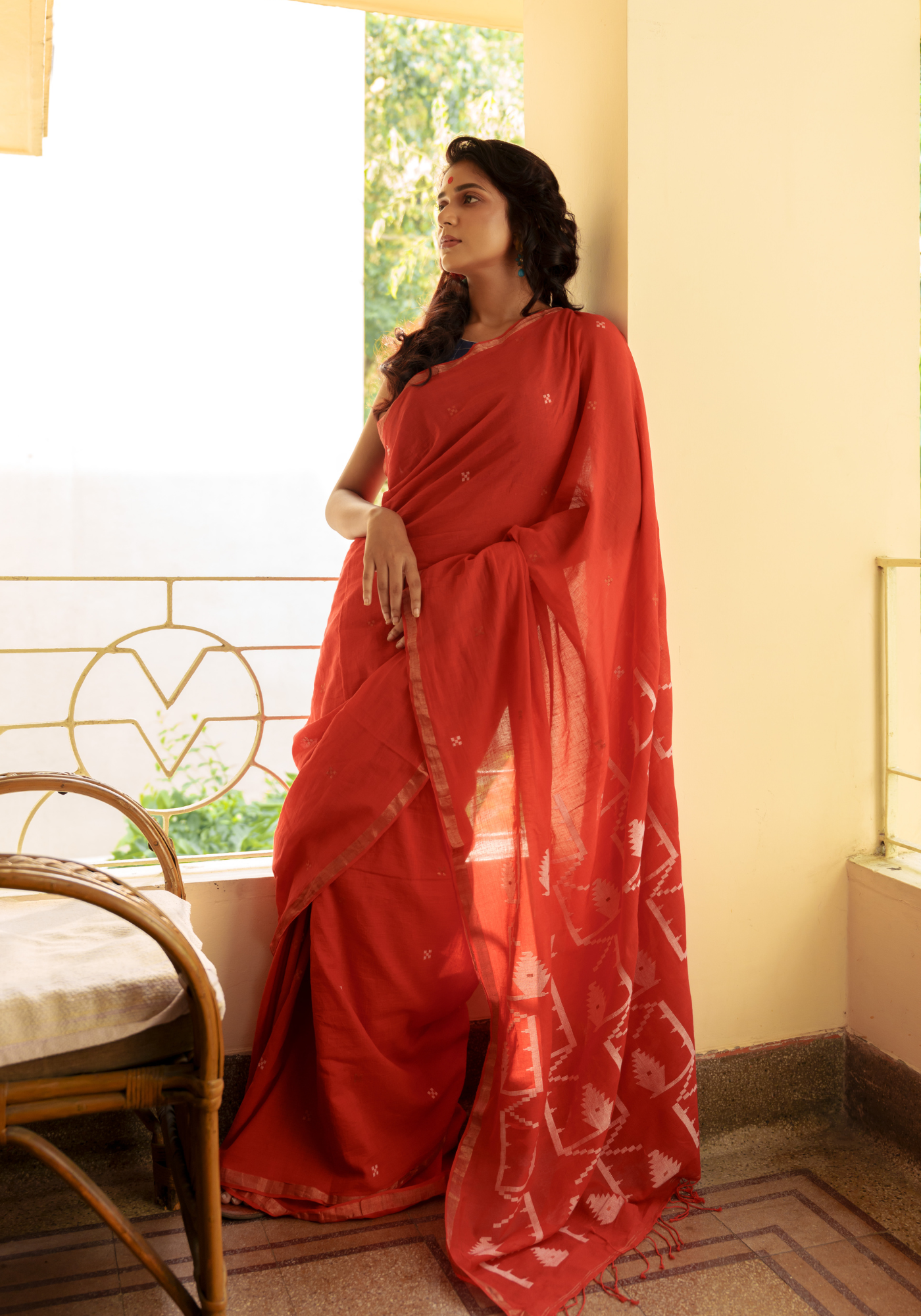 TUKTUKEY LAAL PUJOR JAMDANI SAREE