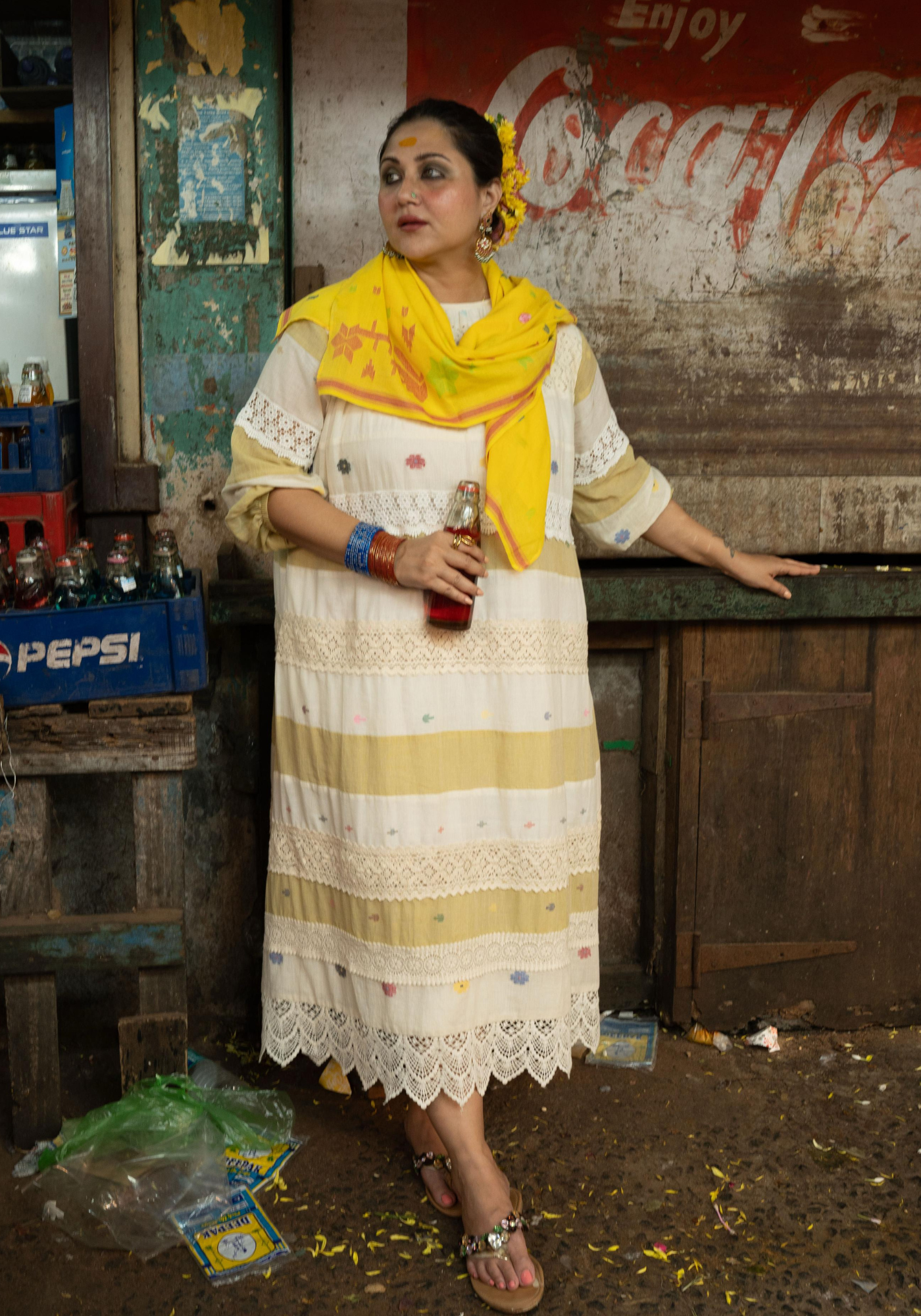 SUN & SAND LAYERED JAMDANI DRESS