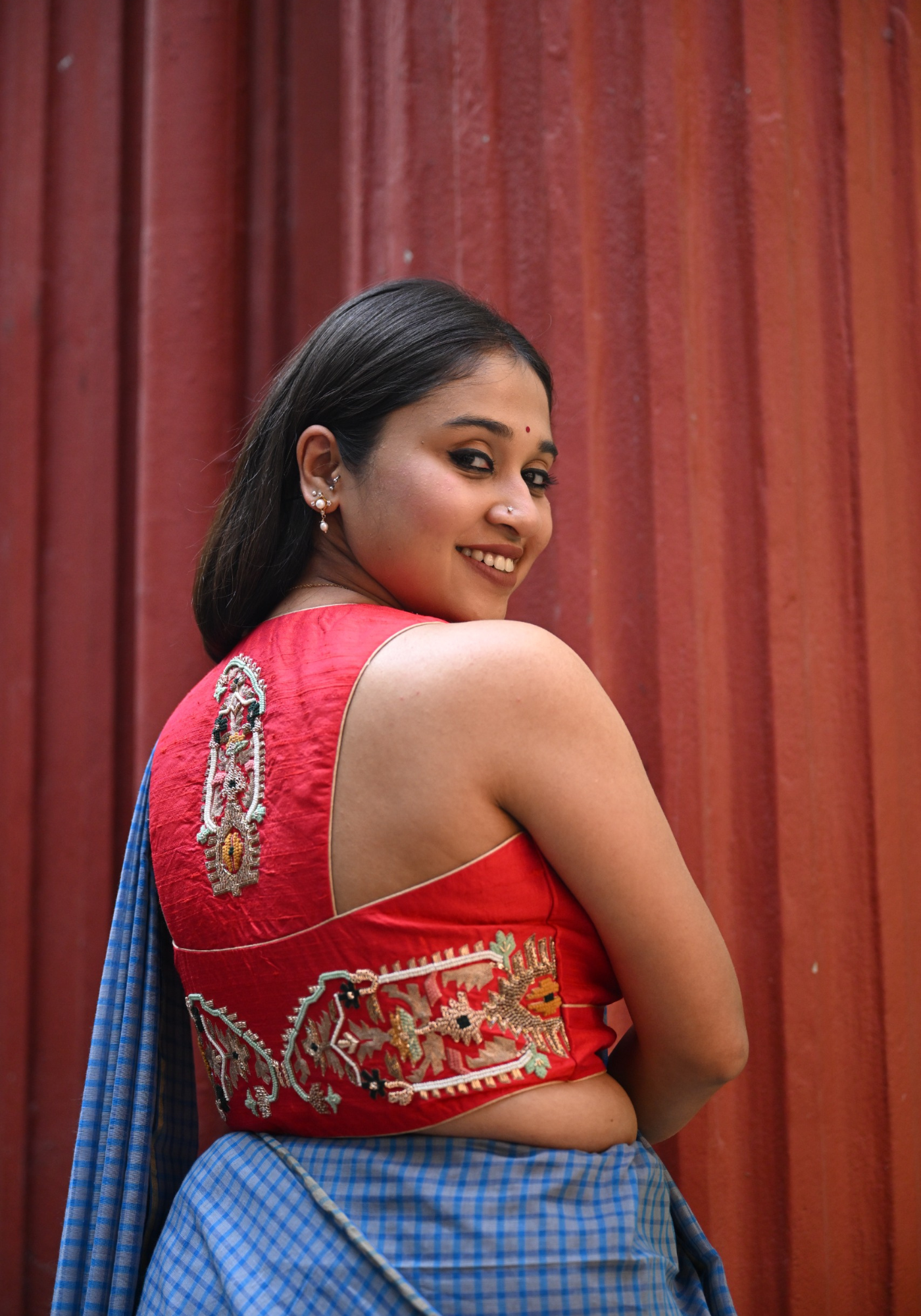 RED TRISHNA ZARDOUSI (Racer back) BLOUSE