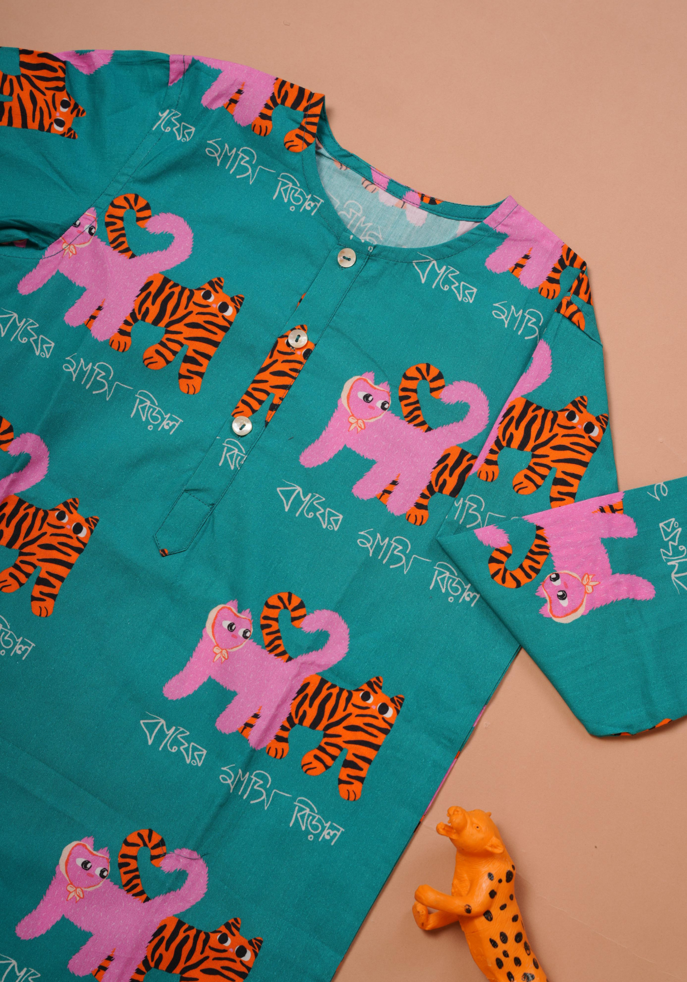 BAGHER MASHI TEAL KURTA