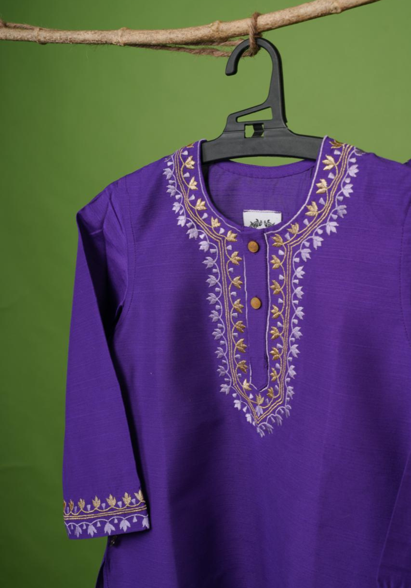 PURPLE NOTUN JAMDANI KAJ KURTA DHUTI SET