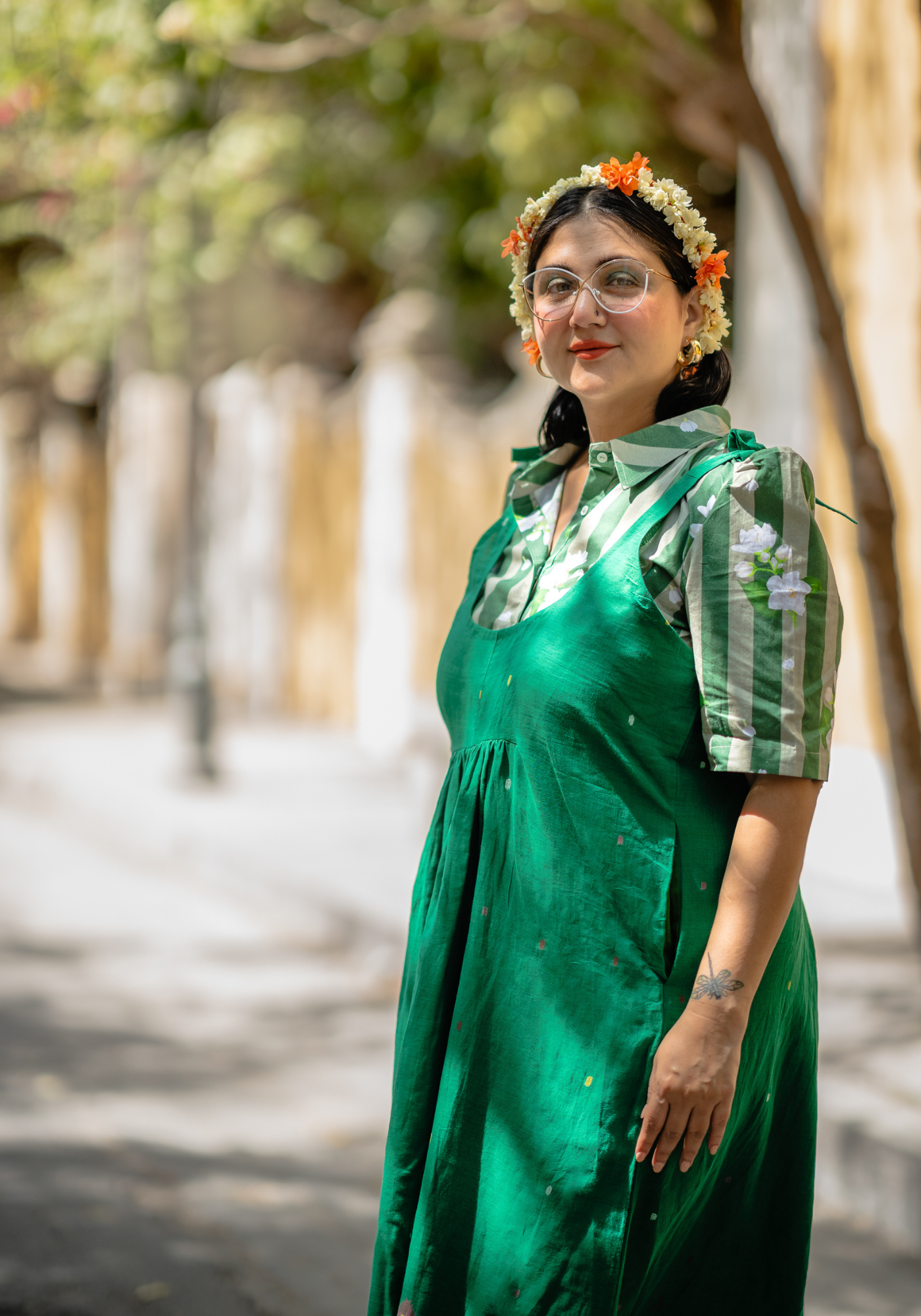 MALLI POO GREEN STRIPED SHIRT