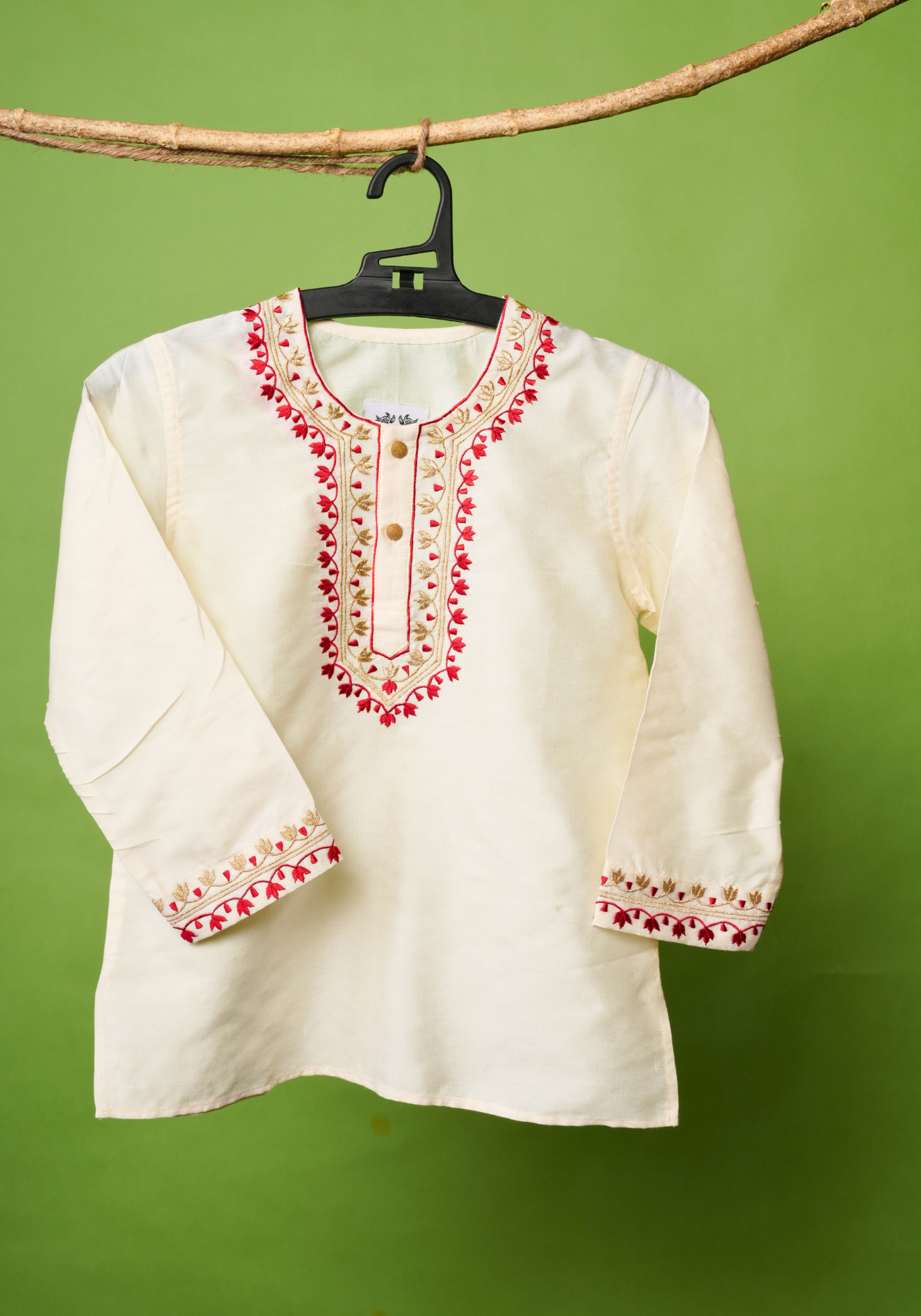 WHITE NOTUN JAMDANI KAJ KURTA DHUTI SET