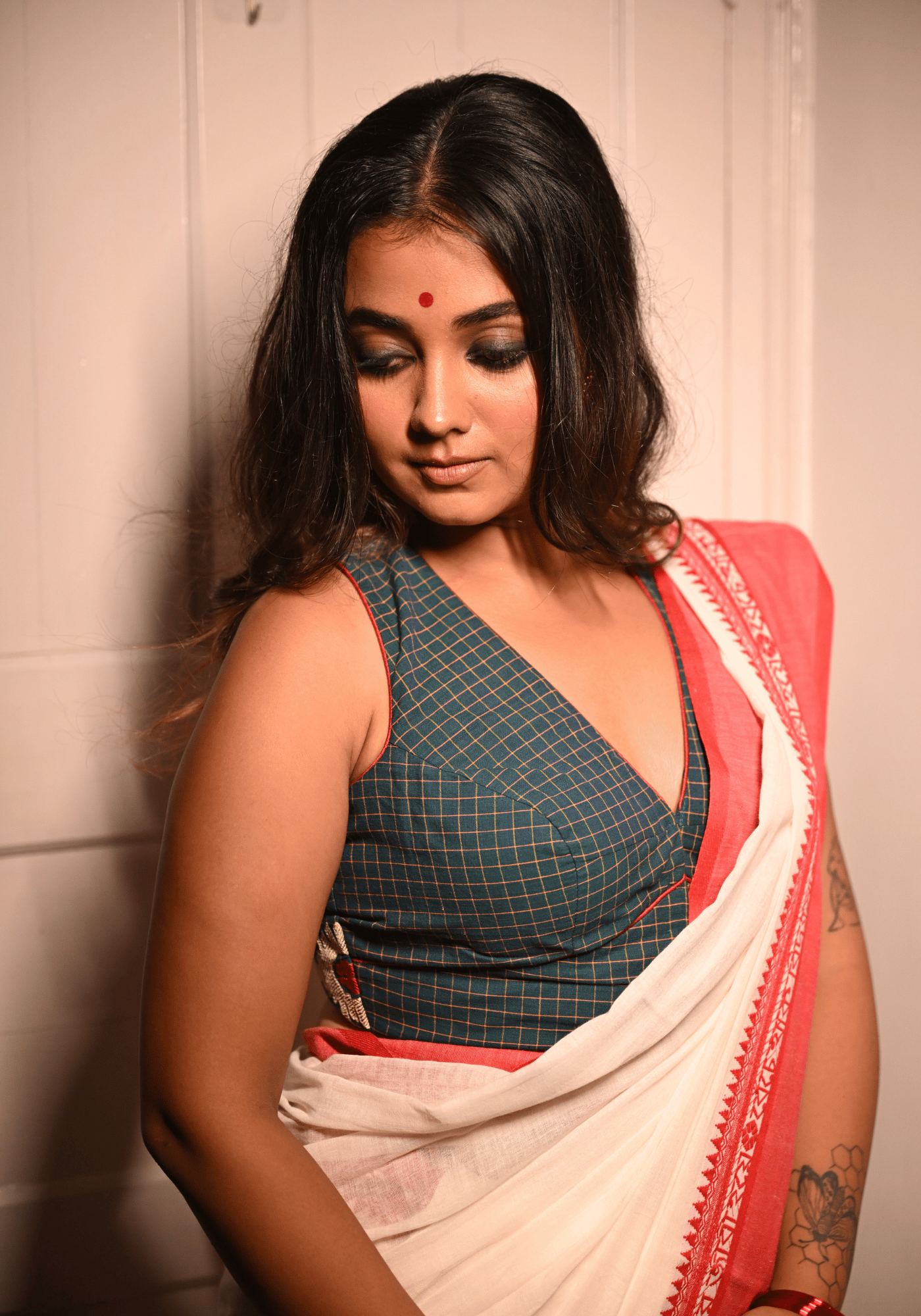 GREEN CHETTINAD RACERBACK BLOUSE