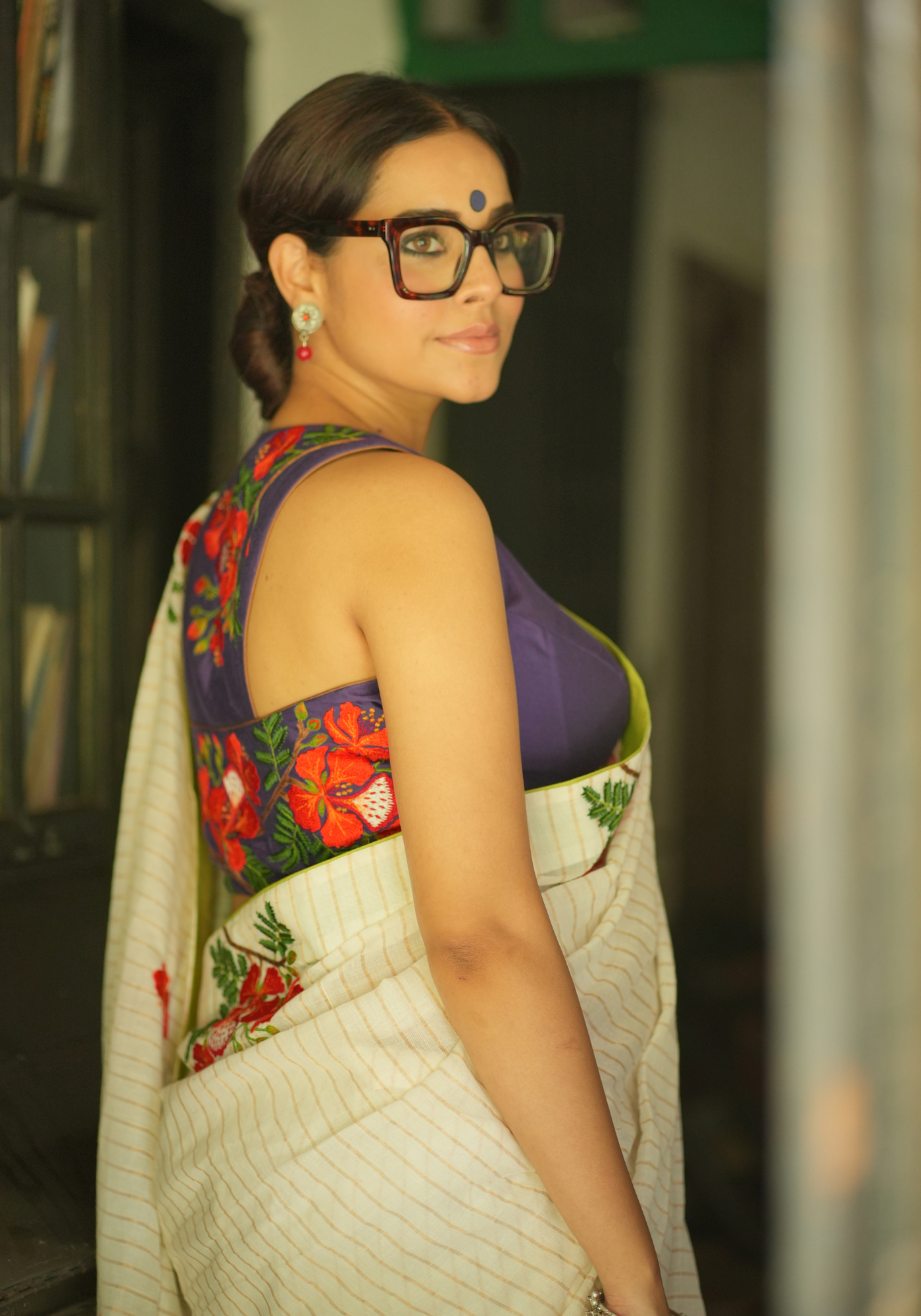 KRISHNACHURA PURPLE RACERBACK BLOUSE