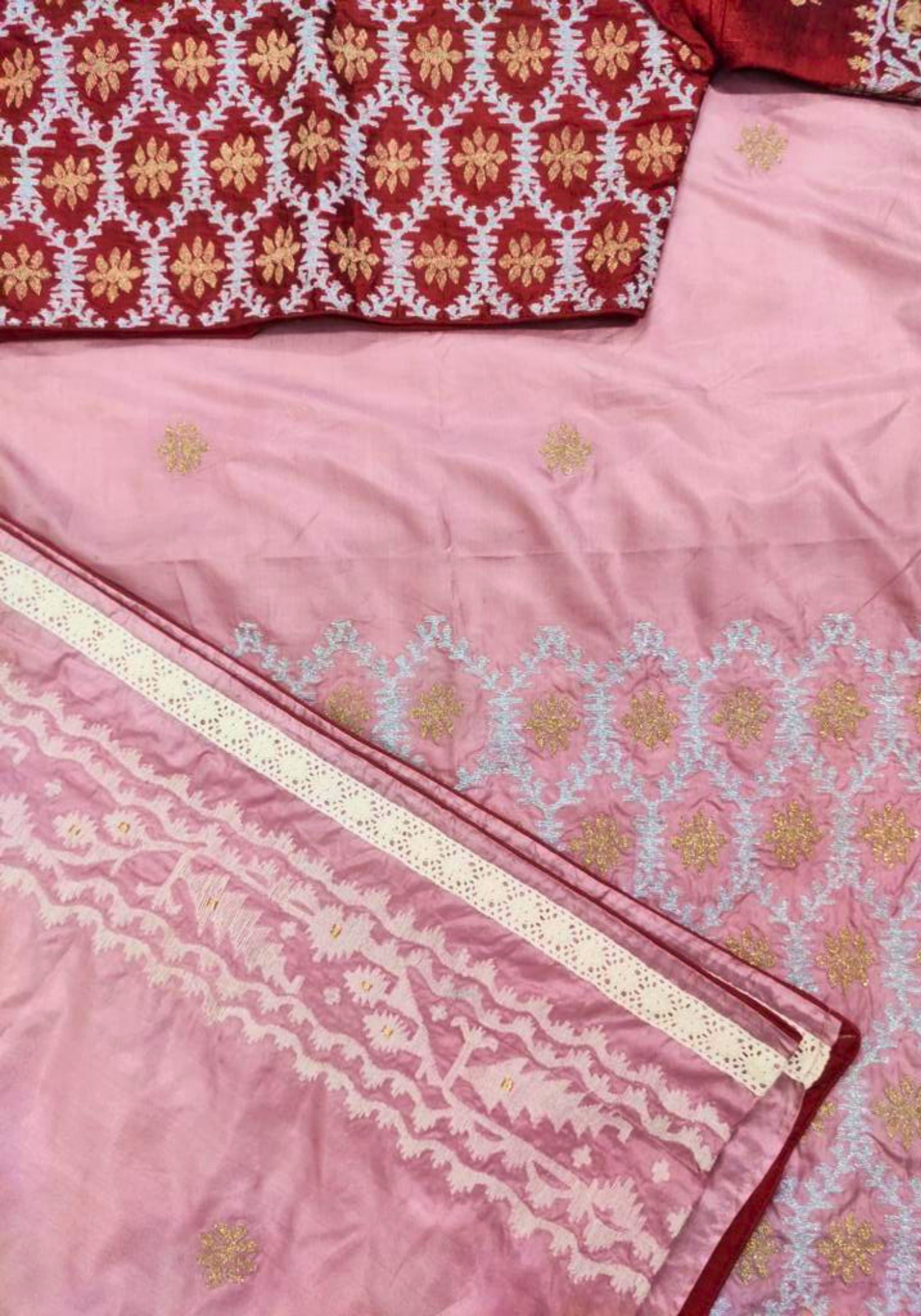 BLUSH PINK JAMDANI KAAJ (SAREE)