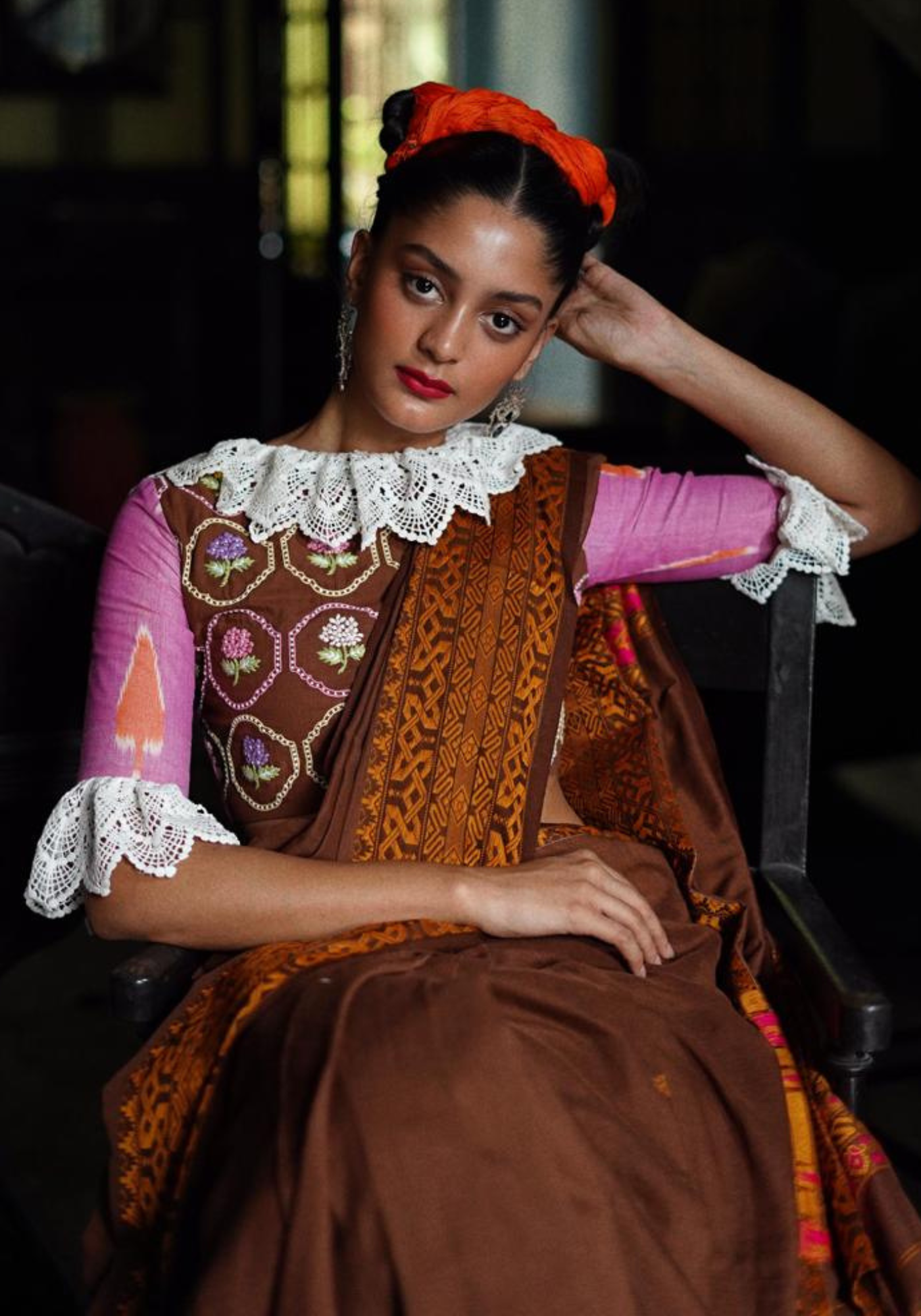 CHOCOLATE BROWN BALUCHARI MOTIF TANT SAREE