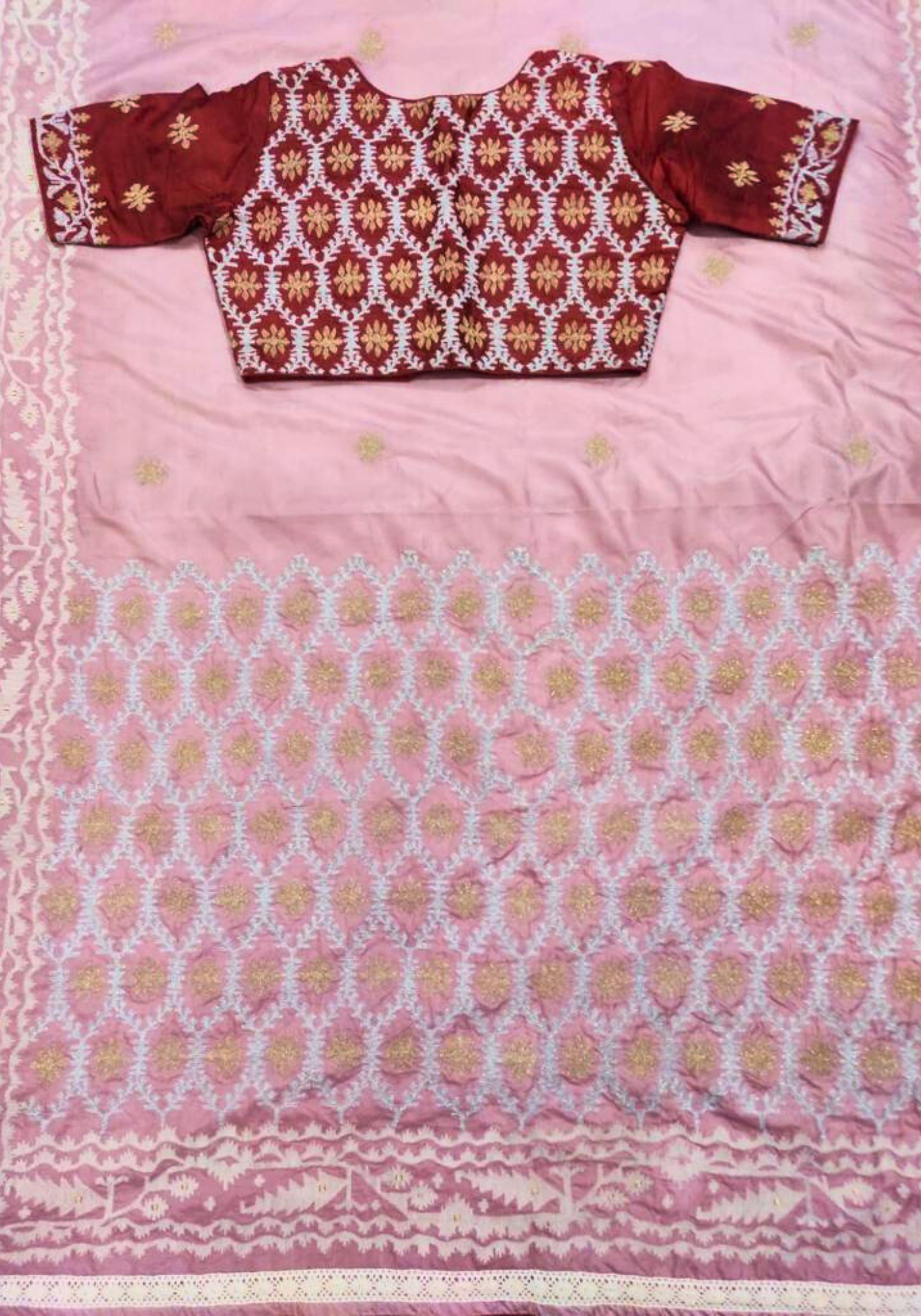 BLUSH PINK JAMDANI KAAJ (SAREE)