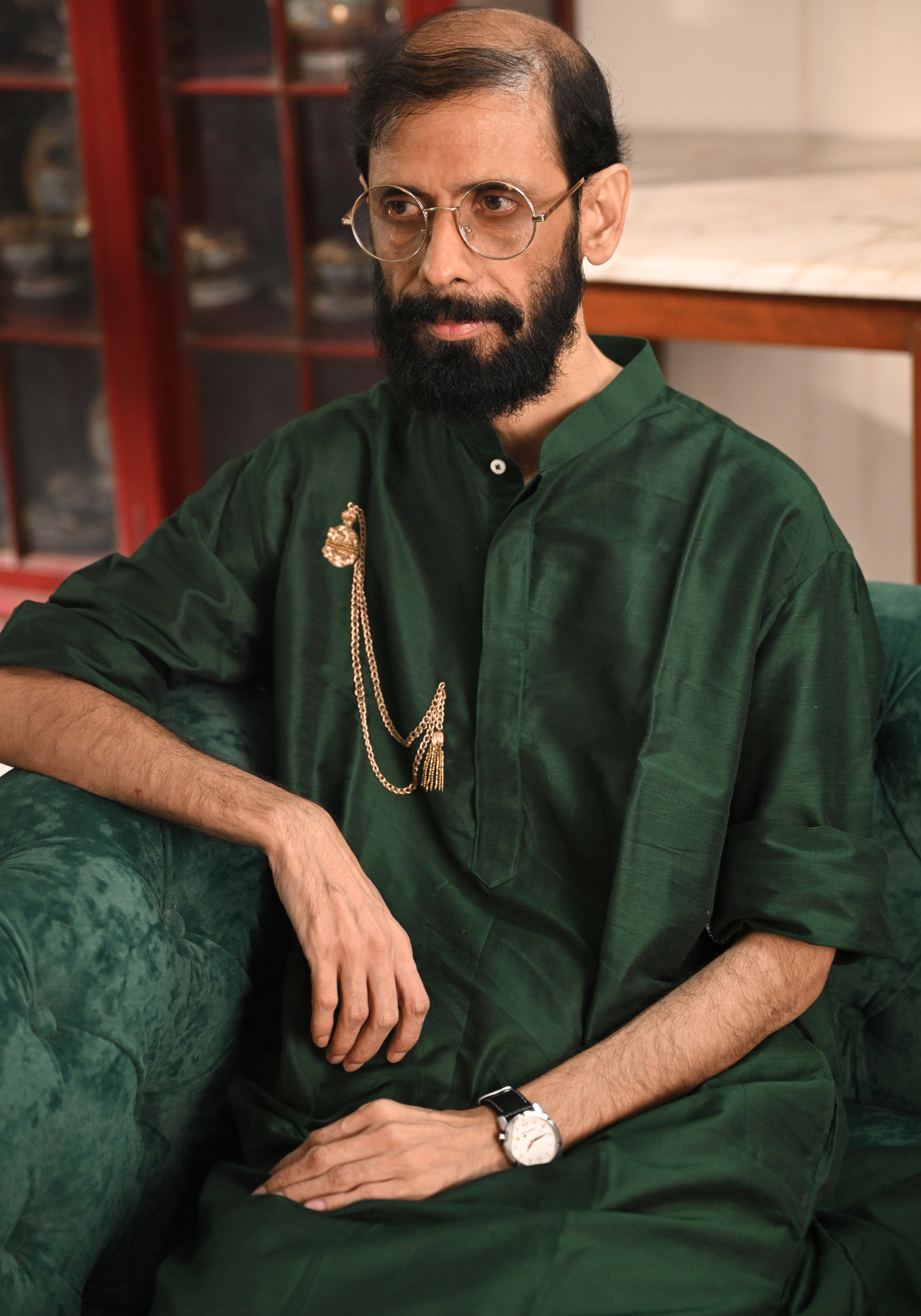 POCKET GHORI EMERALD GREEN KURTA