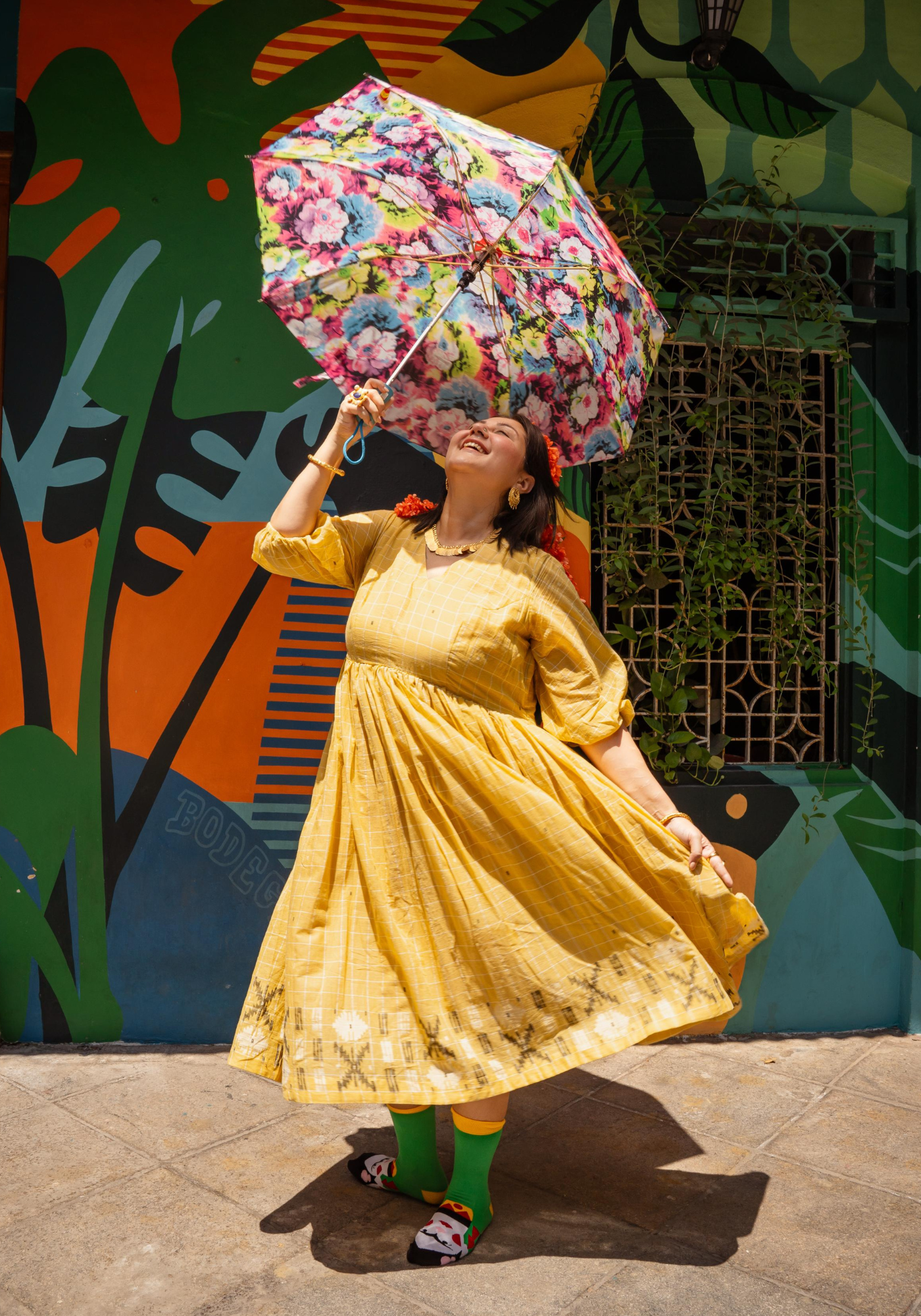 BUTTER DOSA JAMDANI GATHERED DRESS