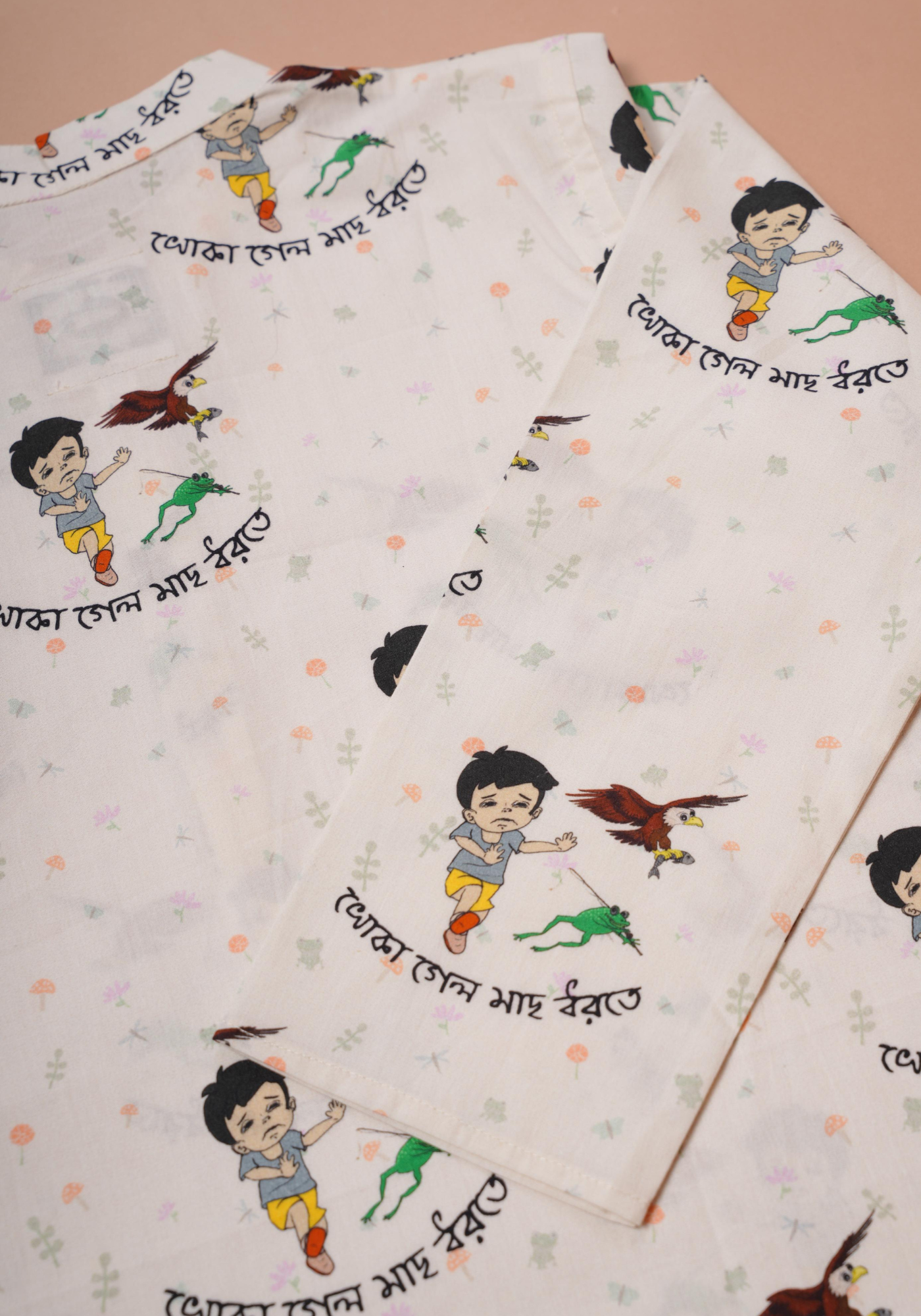KHOKABABU PRINT WHITE KURTA