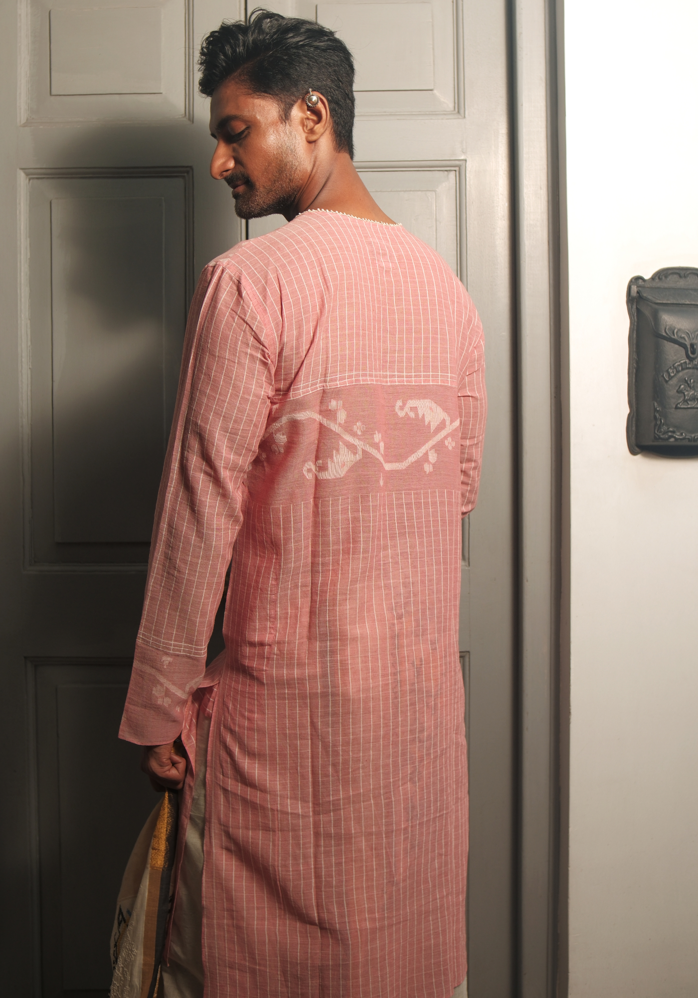 PEACH PADMA KURI JAMDANI KURTA