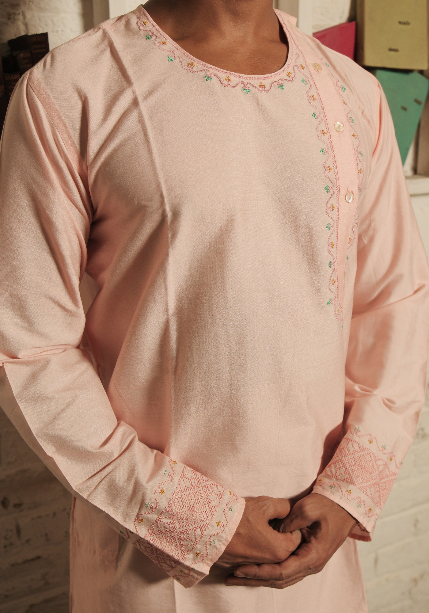 PEACH GOLAP CHATURANGA KURTA