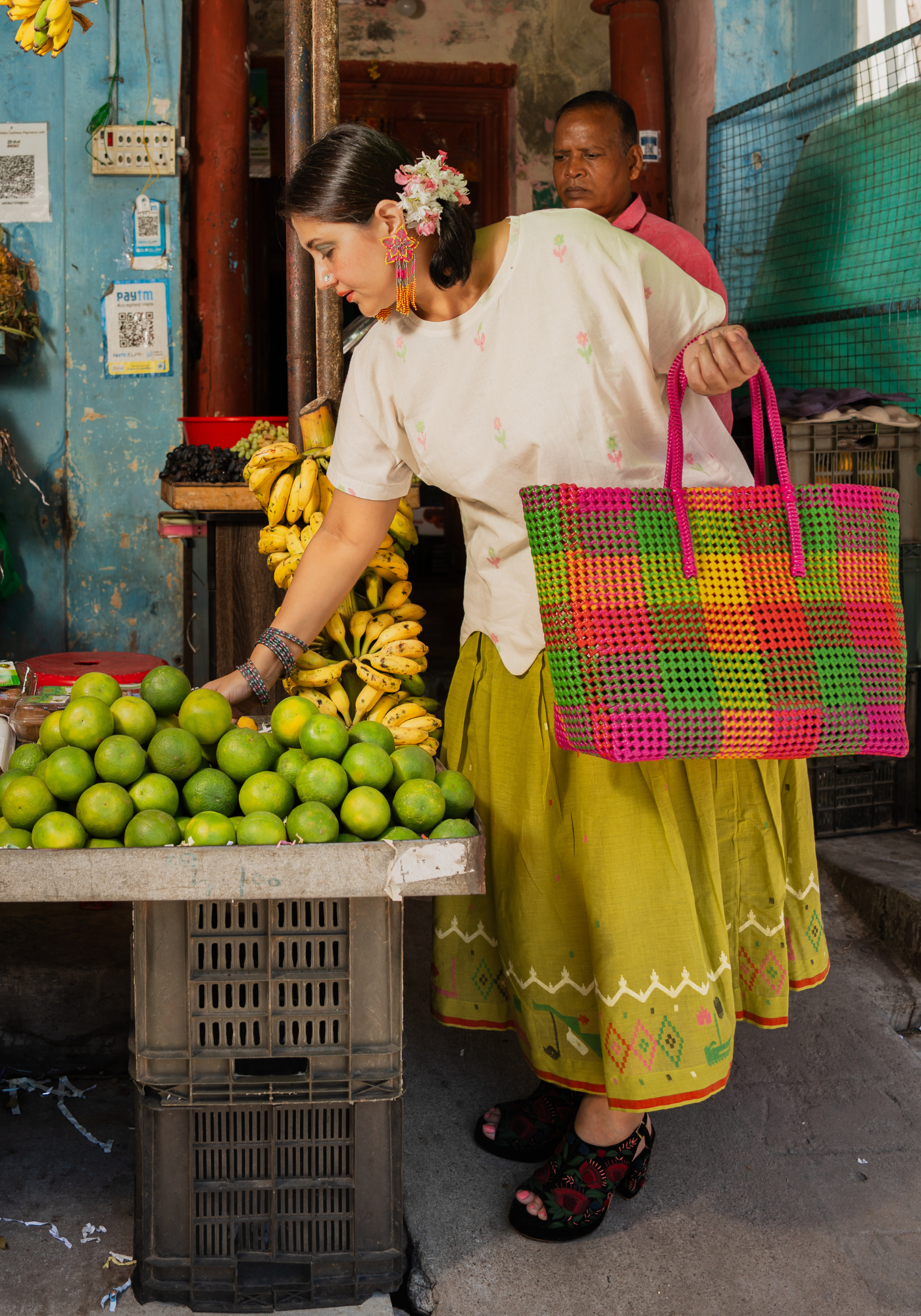 BANANA LEAF JAMDANI MIDI SKIRT