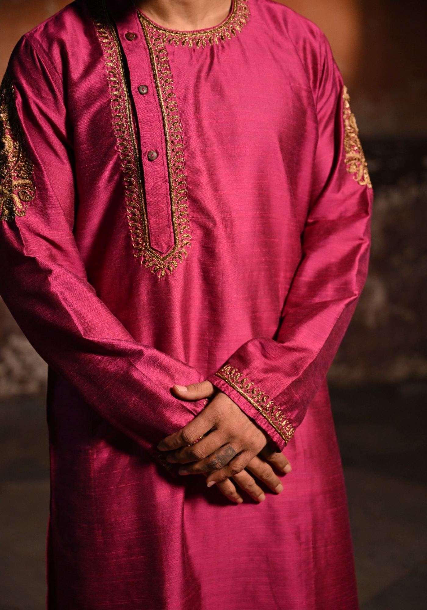 BASHOR GOLAP MAGENTA KURTA