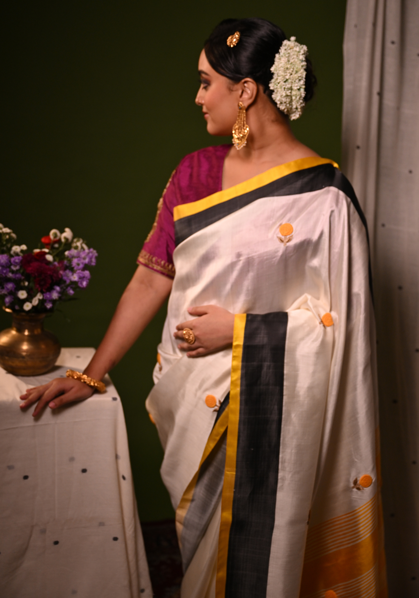 MARIGOLD EMBROIDERED GOROD SAREE