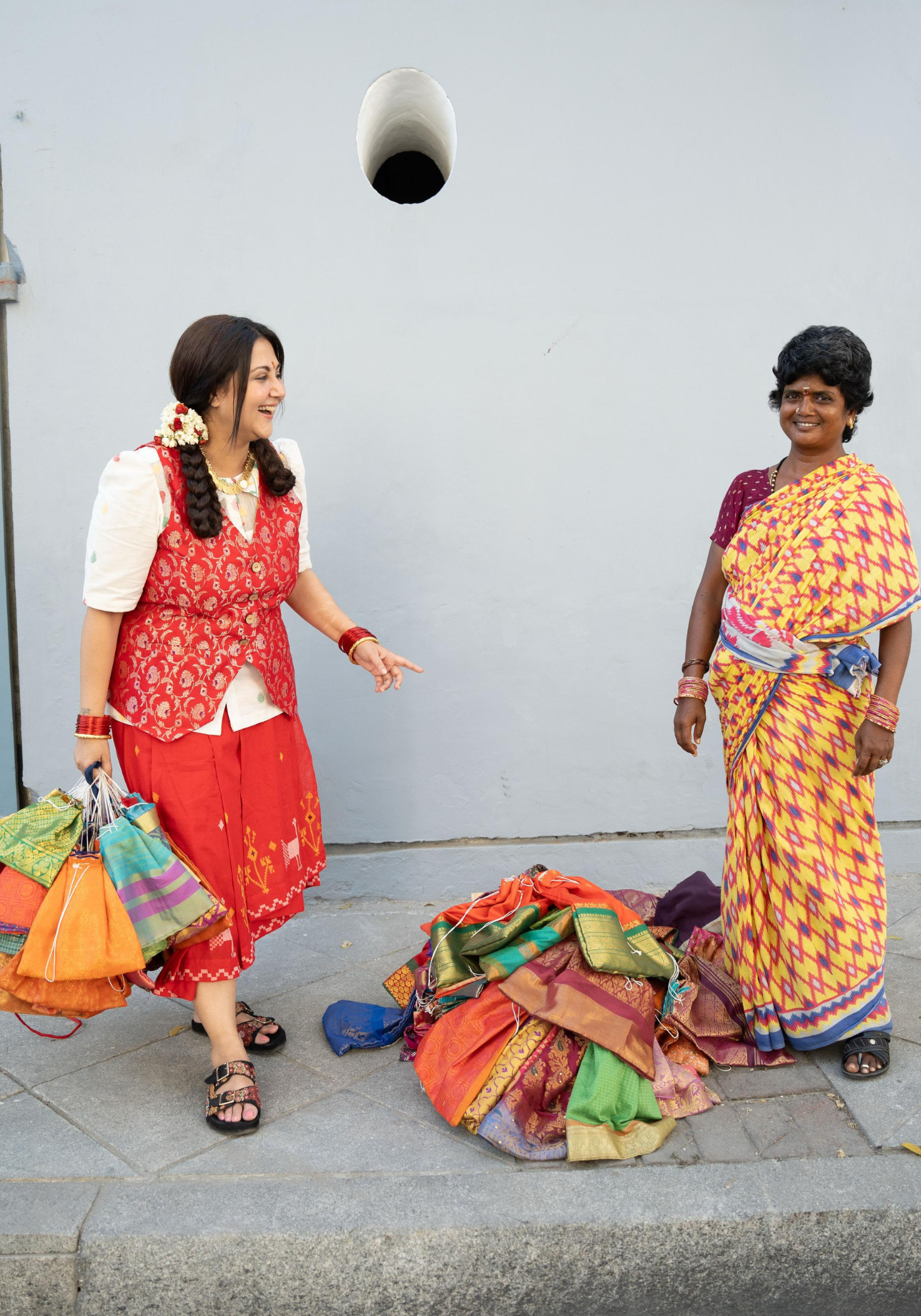 RED KUMKUM PLEATED SKIRT