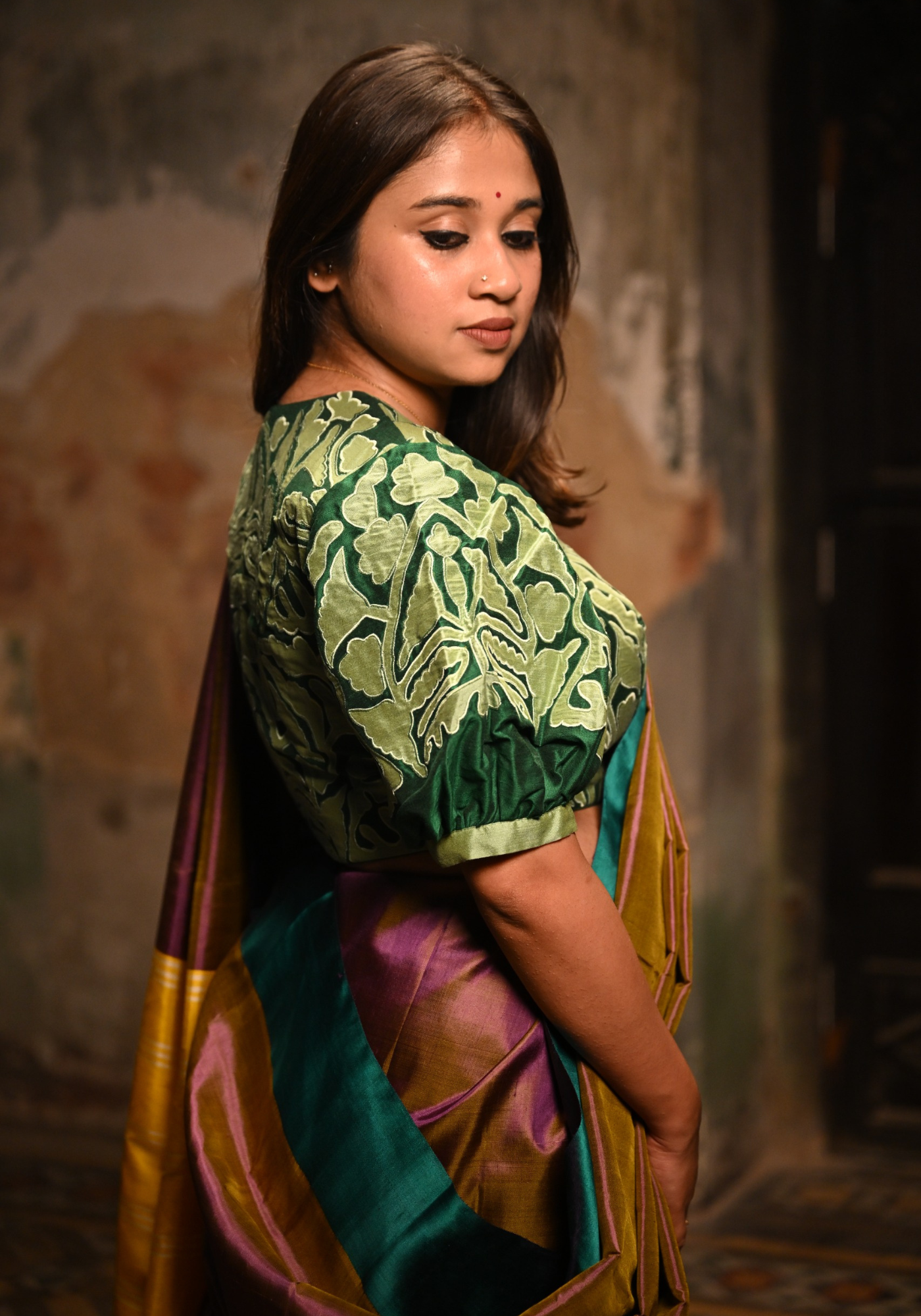 FERN GREEN PATCH WORK BLOUSE