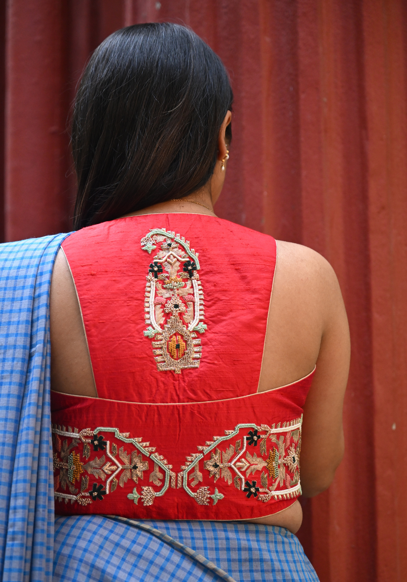 RED TRISHNA ZARDOUSI (Racer back) BLOUSE