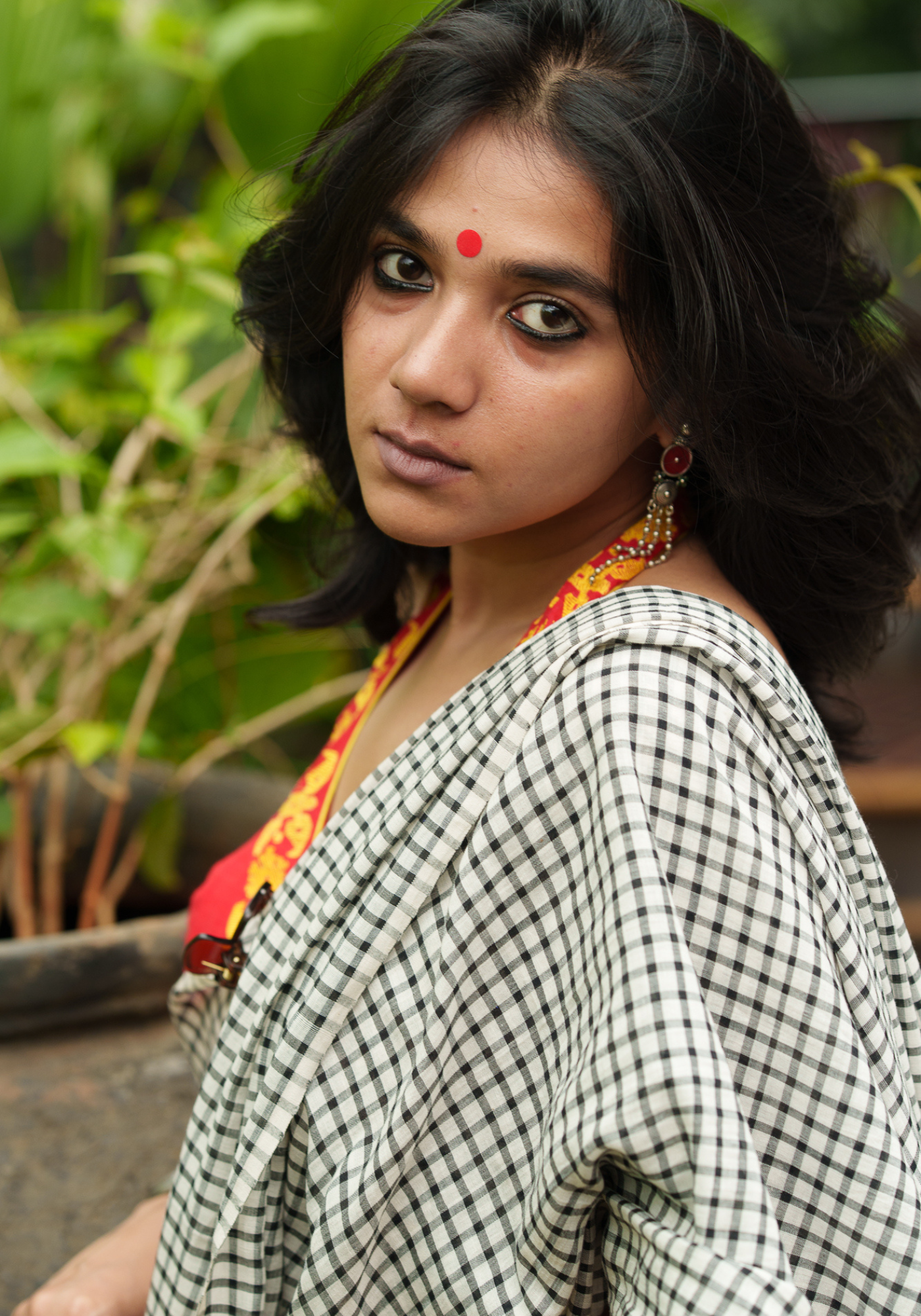 SHADA KALO CHECK SAREE
