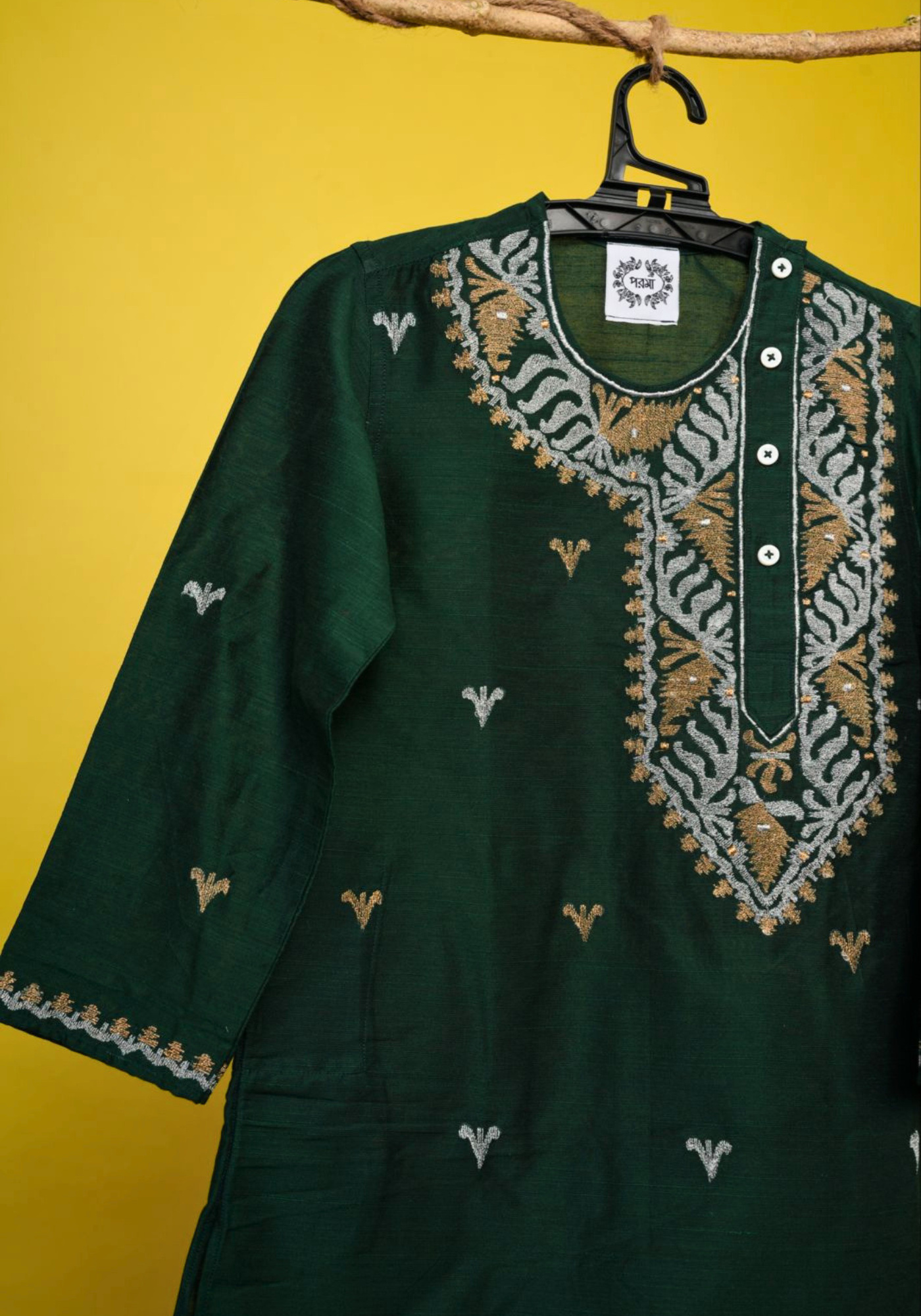 PAAN PAATA SHOBUJ KURTA DHUTI SET