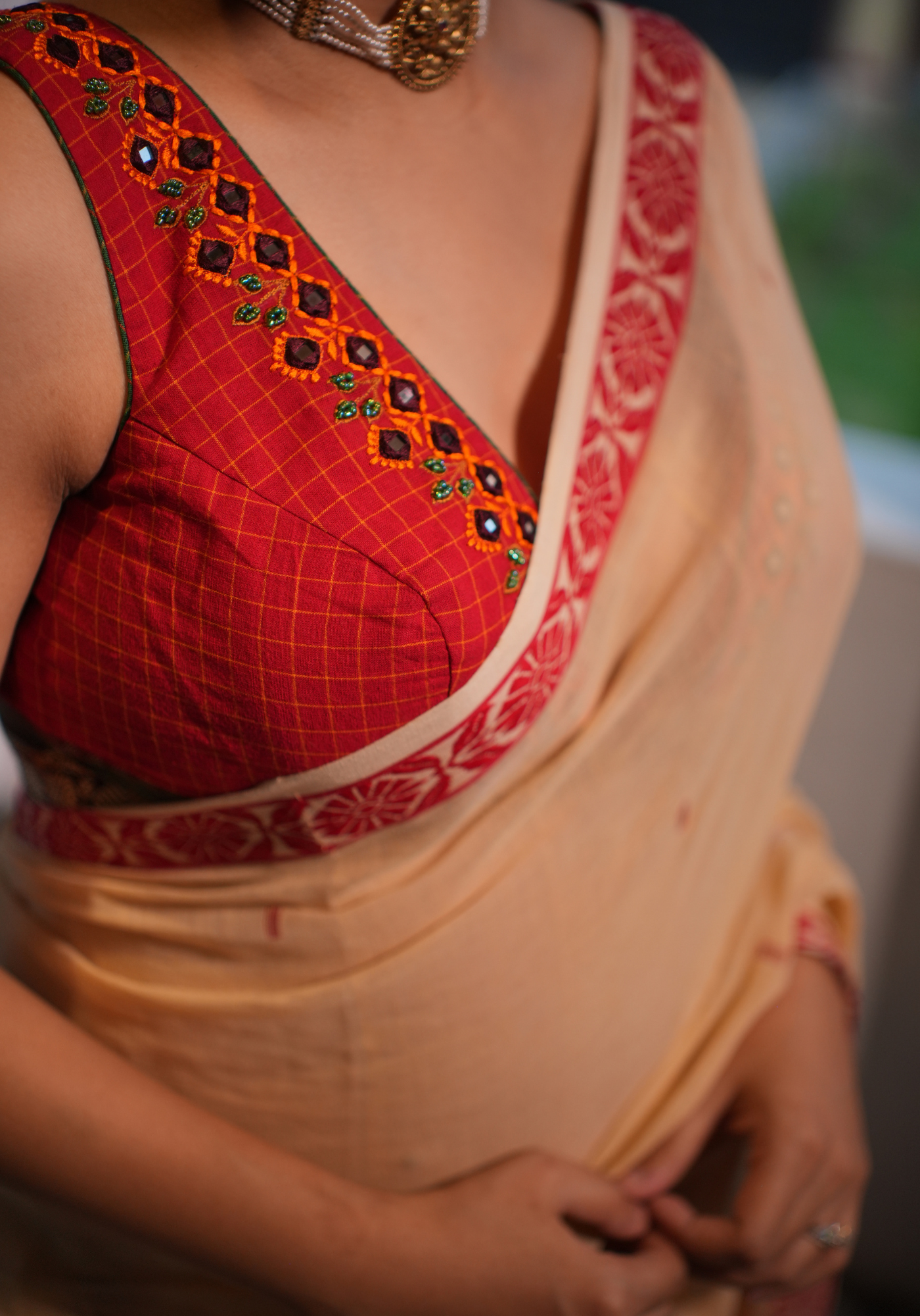 DIVYA RED CHECKS BLOUSE