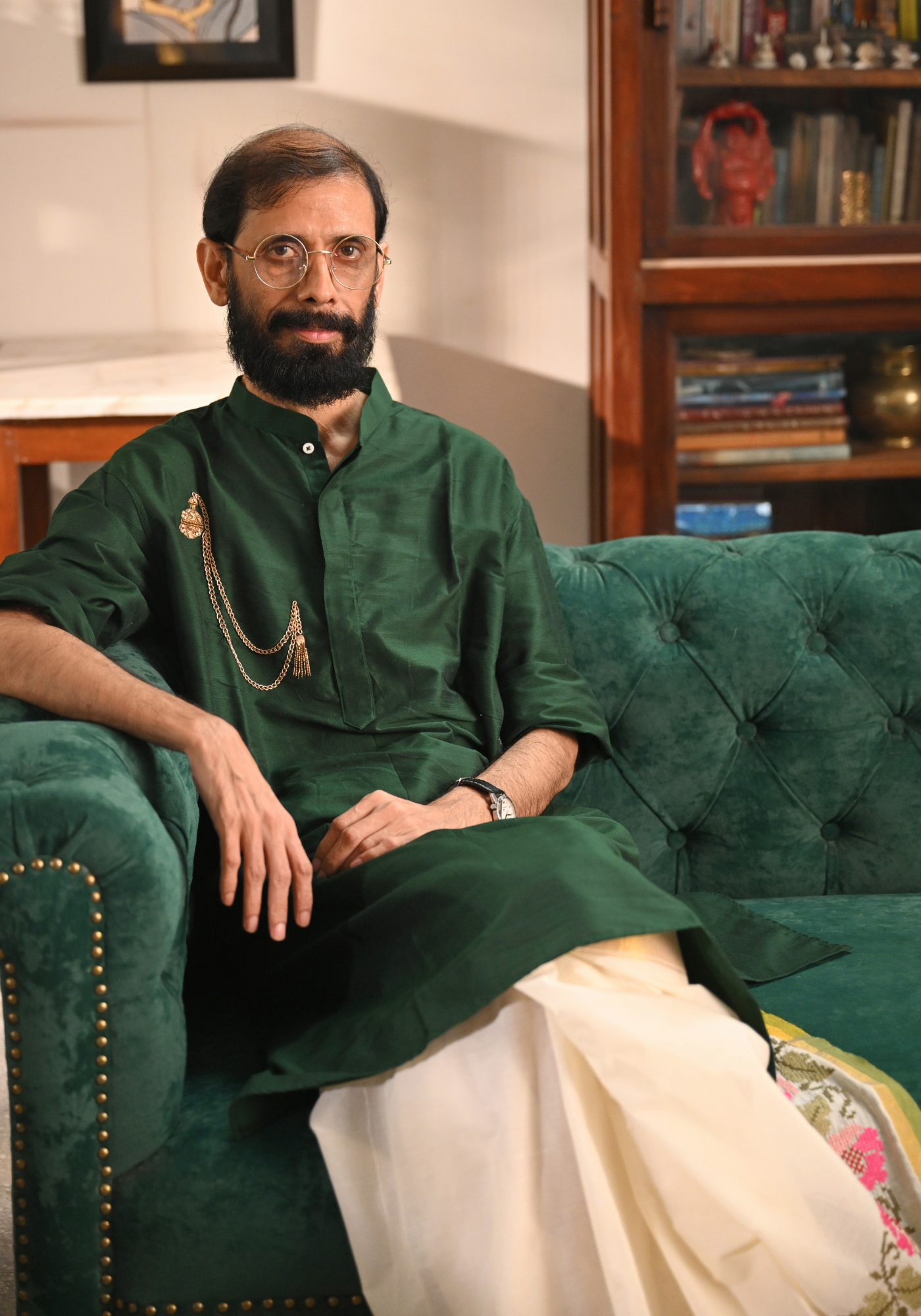 POCKET GHORI EMERALD GREEN KURTA