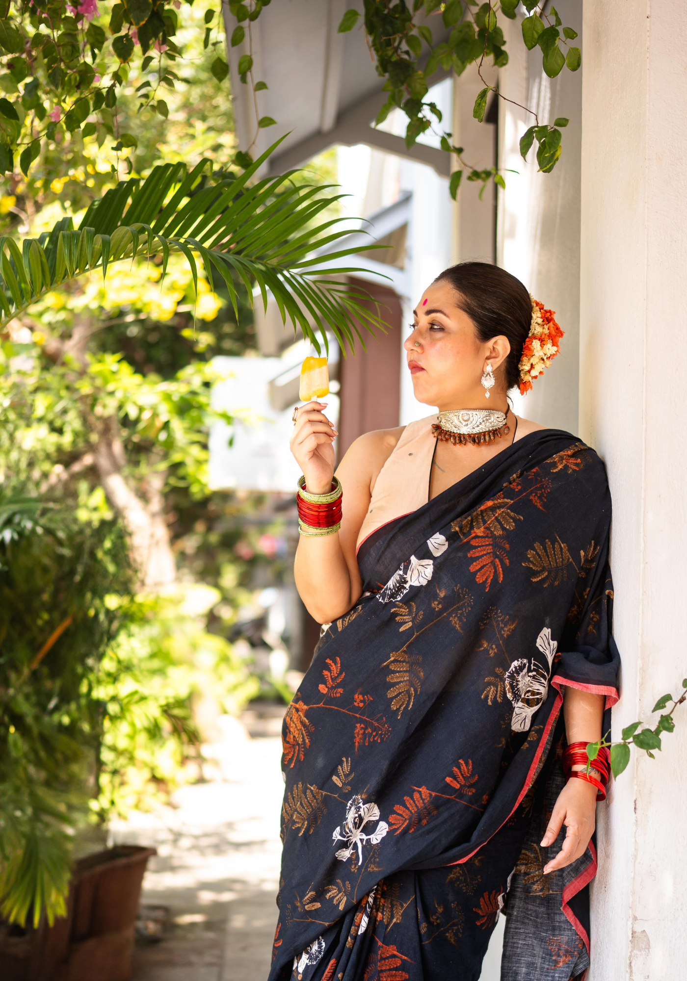 BLACK GULMOHAR SAREE