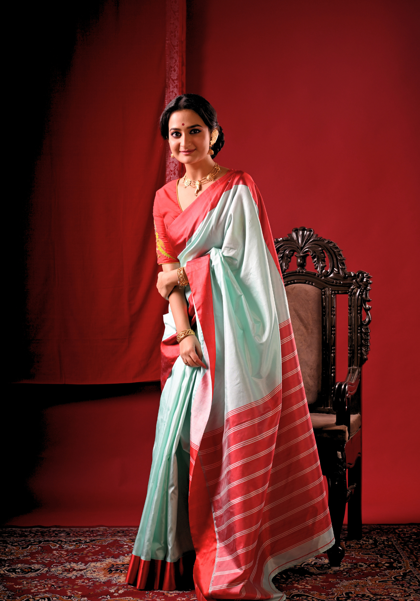 NEELA AASMAN GOROD SILK SAREE