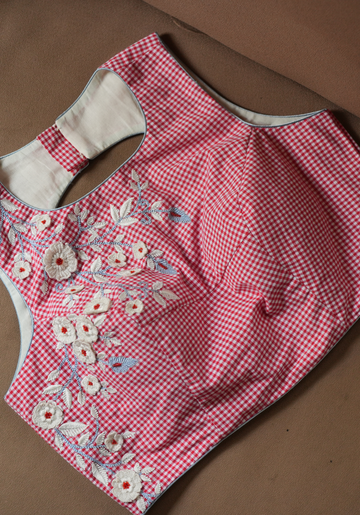 CHERRY BLOSSOM CHECKS BLOUSE