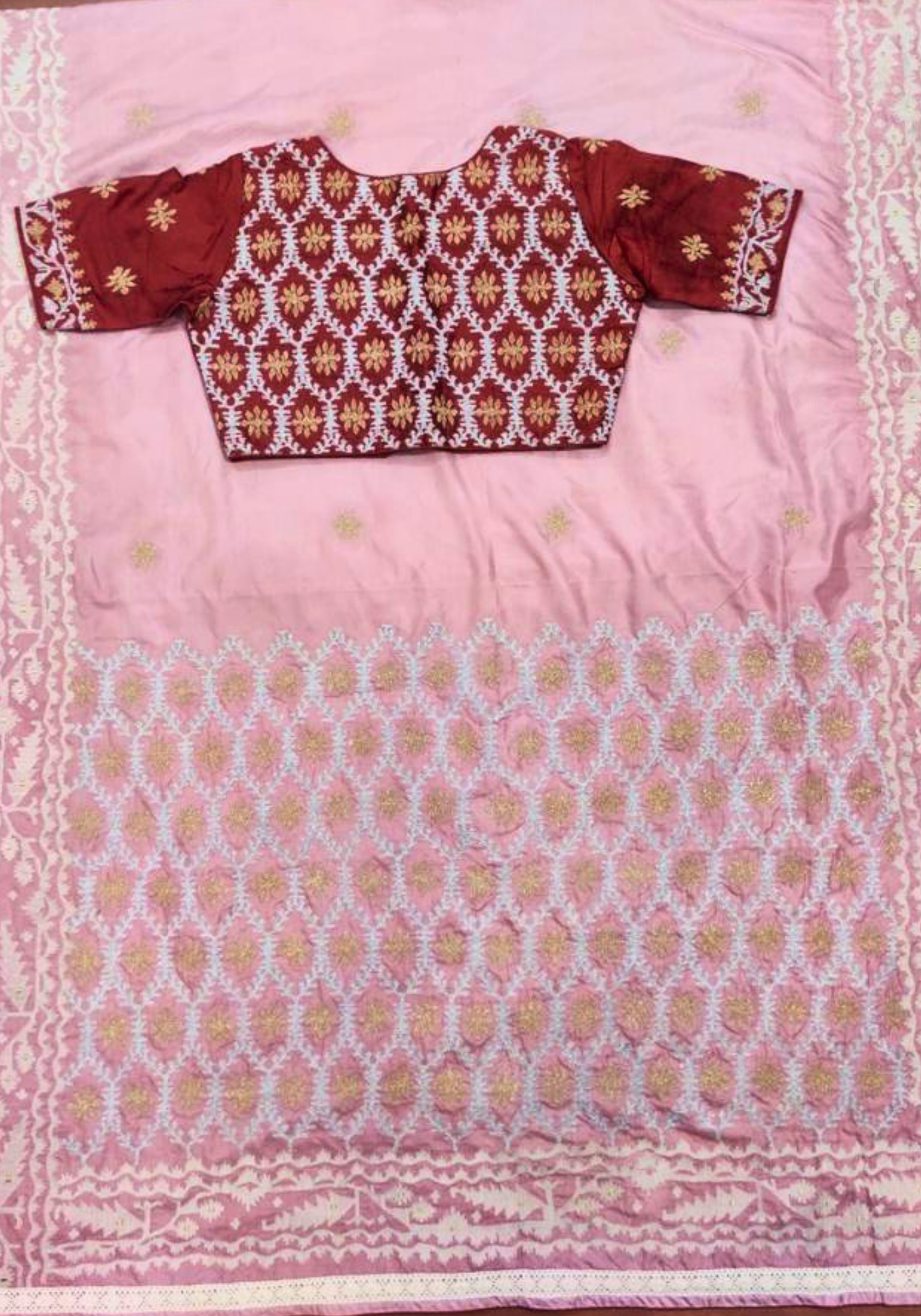 BLUSH PINK JAMDANI KAAJ (SAREE)