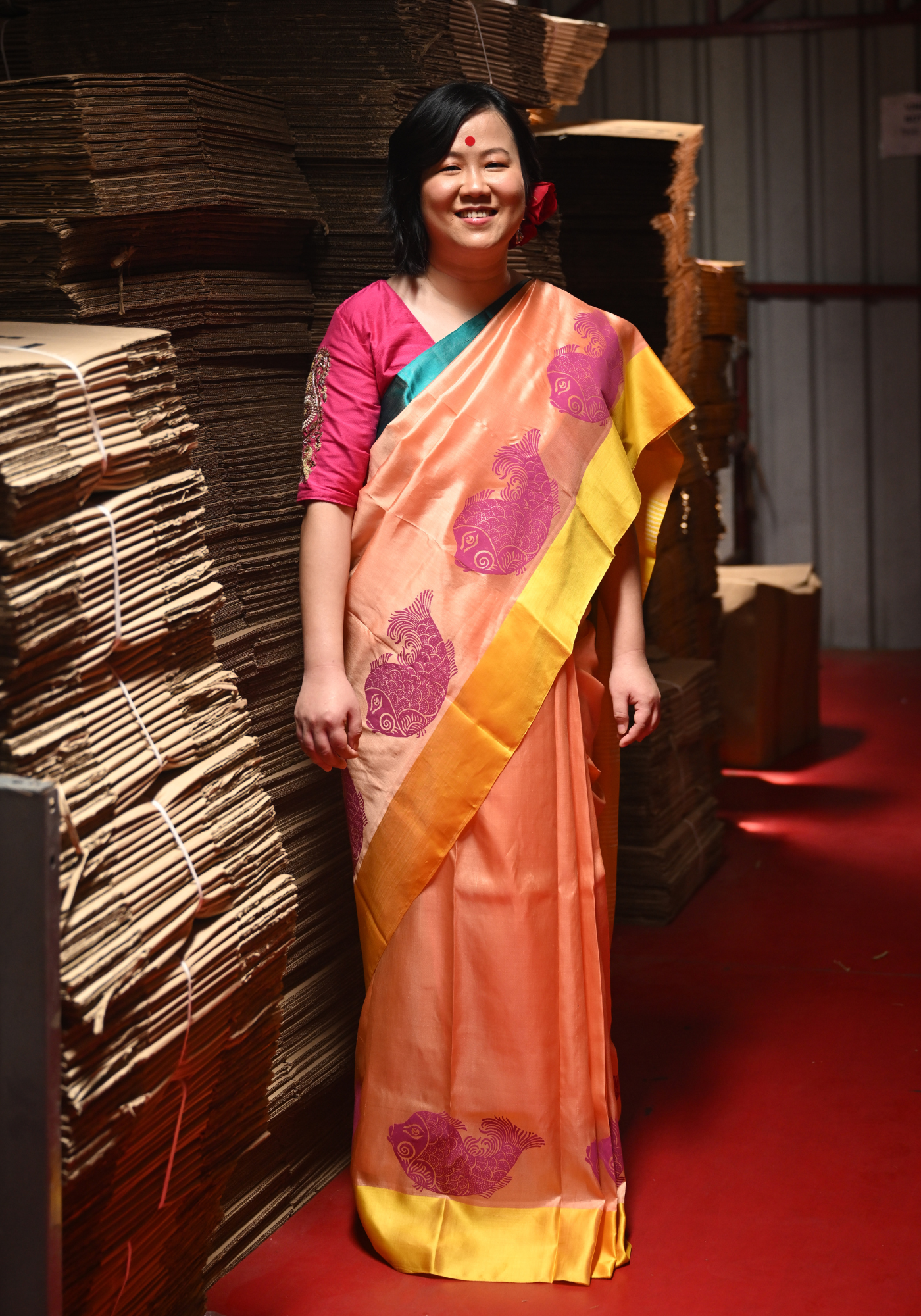 PEACH MAACH GOROD SILK SAREE