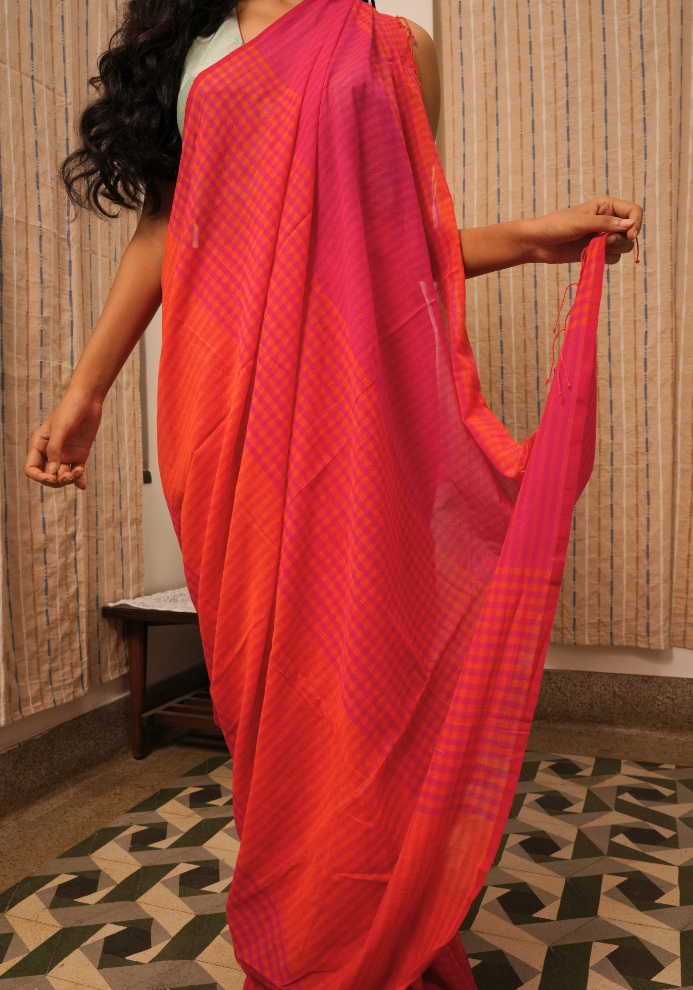GOLAP PALASH CHECK SAREE