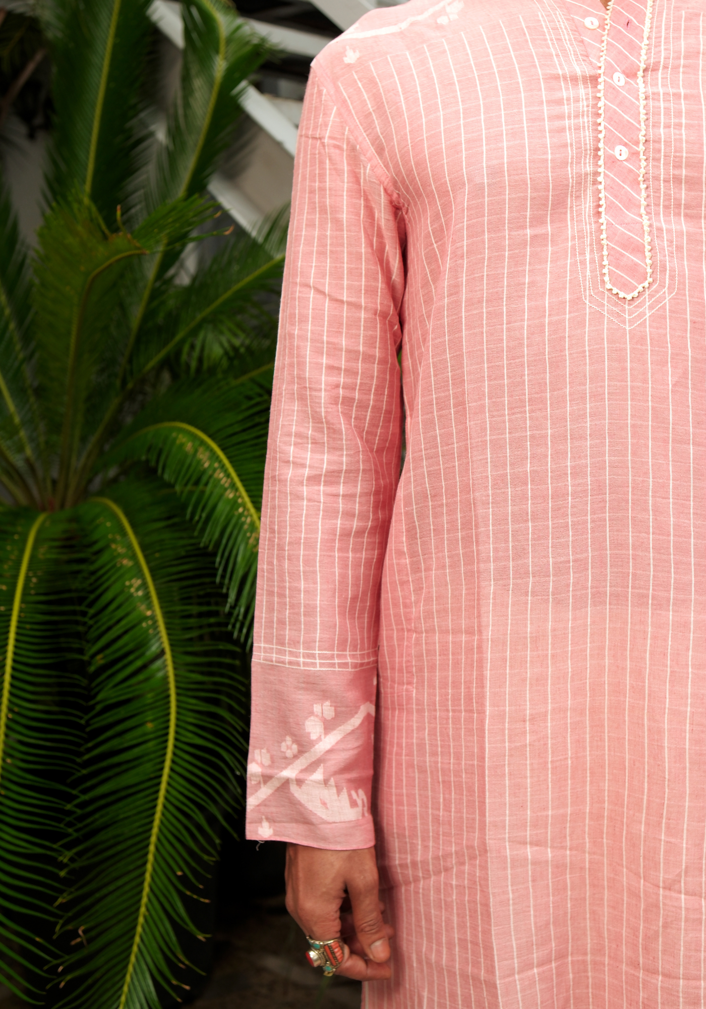 PEACH PADMA KURI JAMDANI KURTA