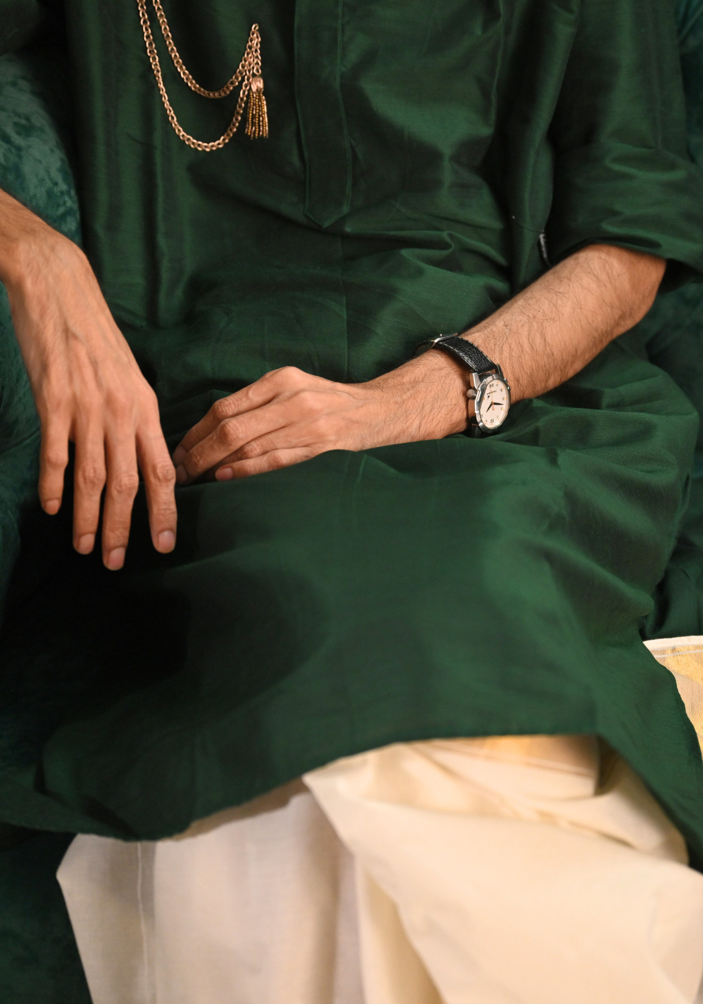 POCKET GHORI EMERALD GREEN KURTA
