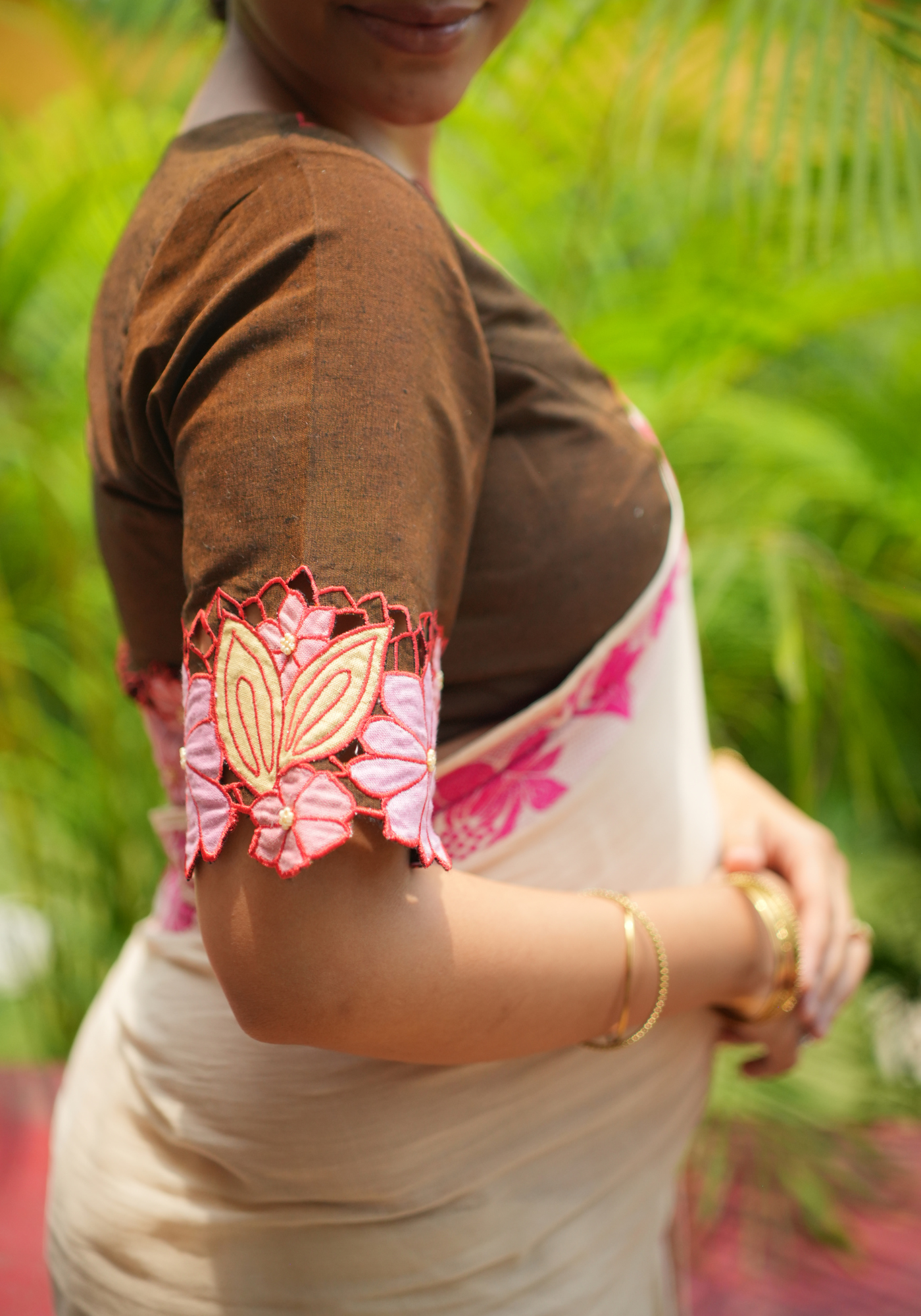 BROWN CUTWORK MADHABILATA BLOUSE
