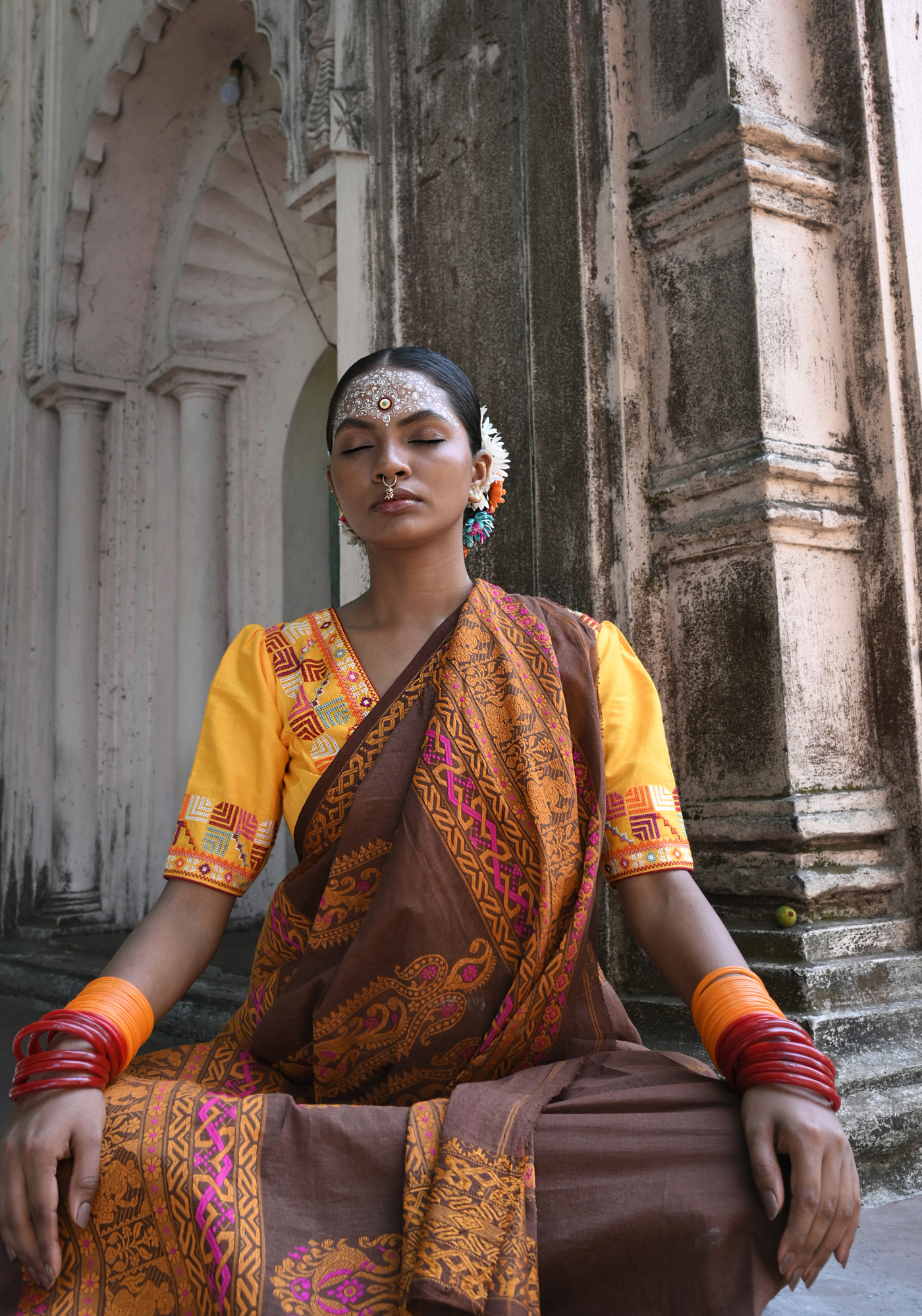 CHOCOLATE BROWN BALUCHARI MOTIF TANT SAREE