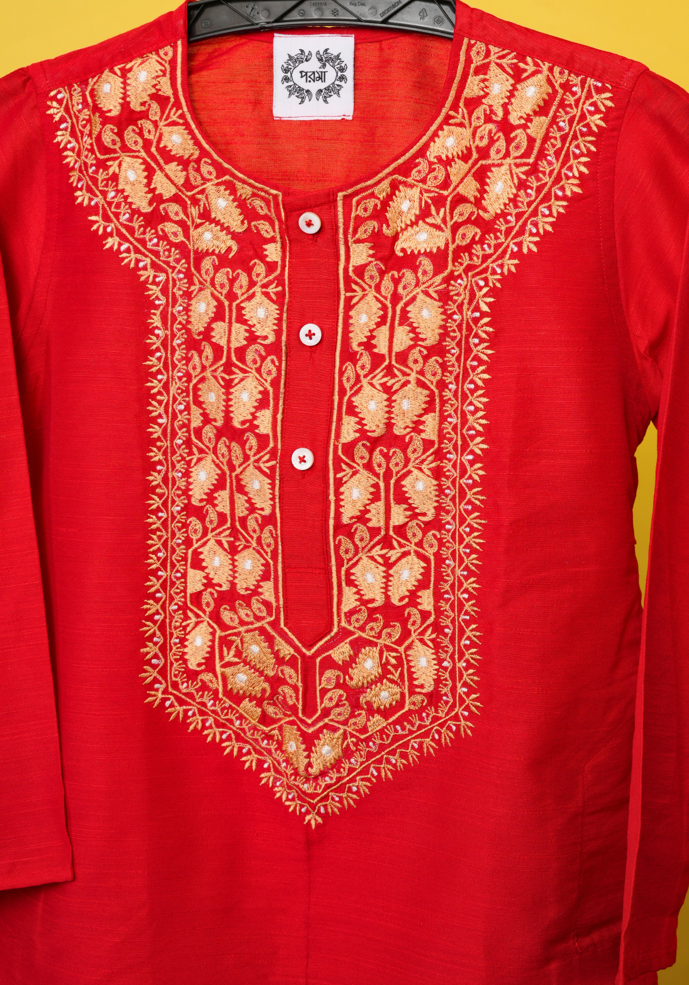 TOPOR MUKUT RED KURTA DHUTI SET