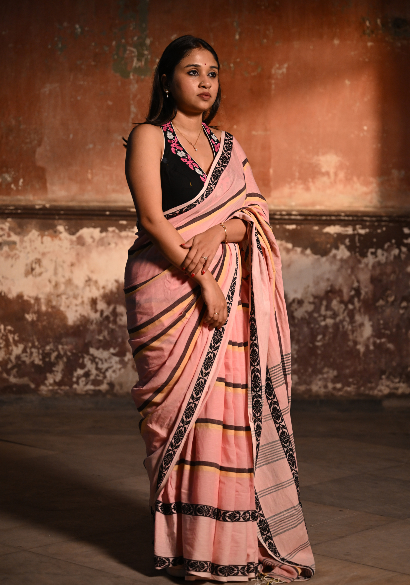 BLACK SONALI JAMDANI HALTER BLOUSE