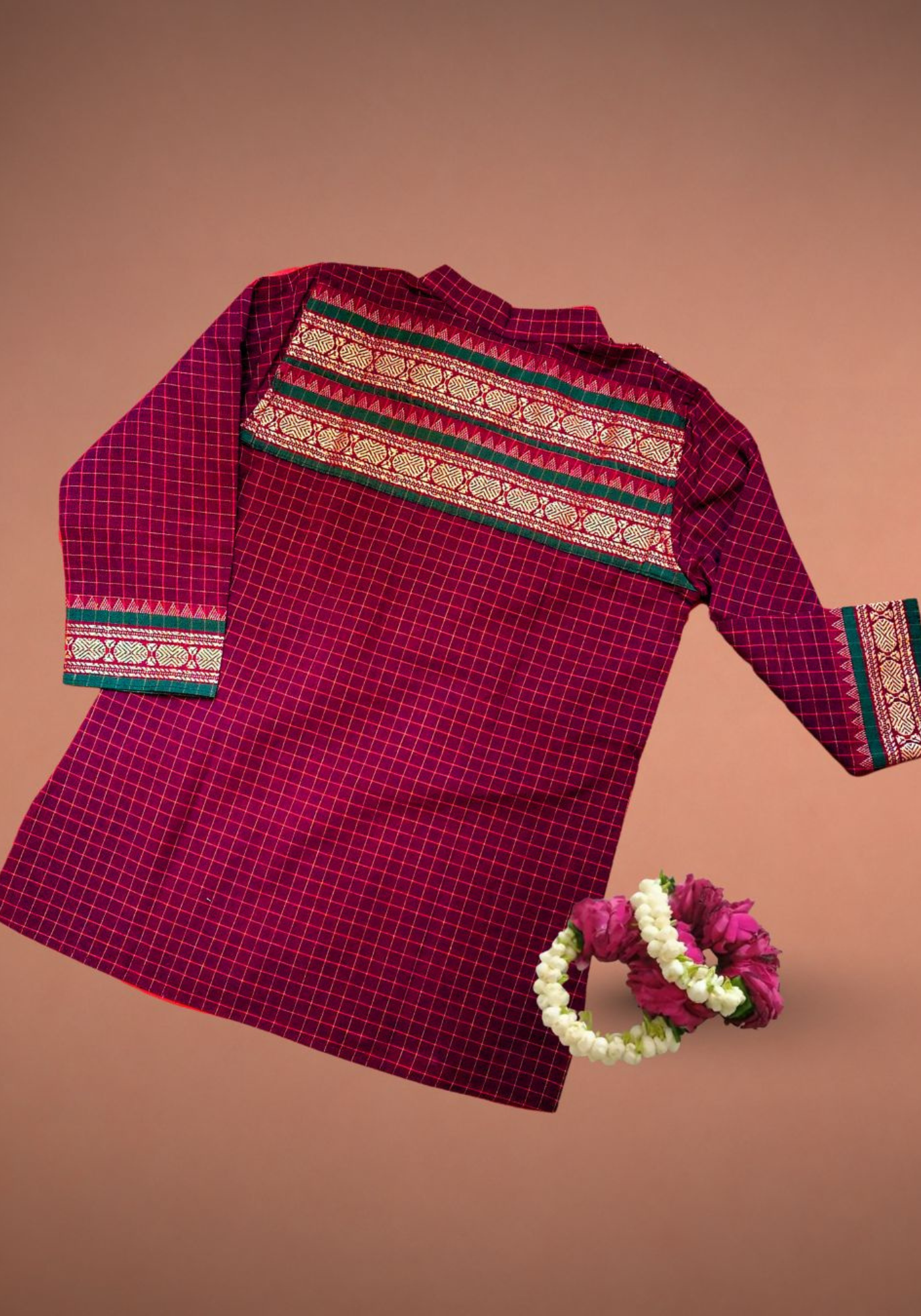 MAROON CHETTINAD COTTON KURTA