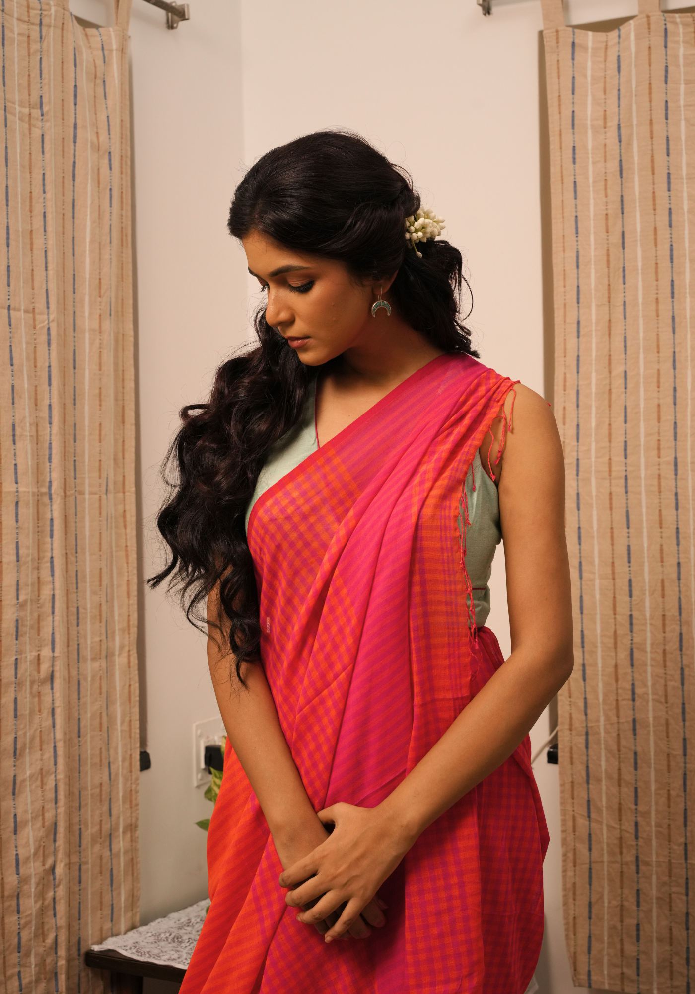 GOLAP PALASH CHECK SAREE