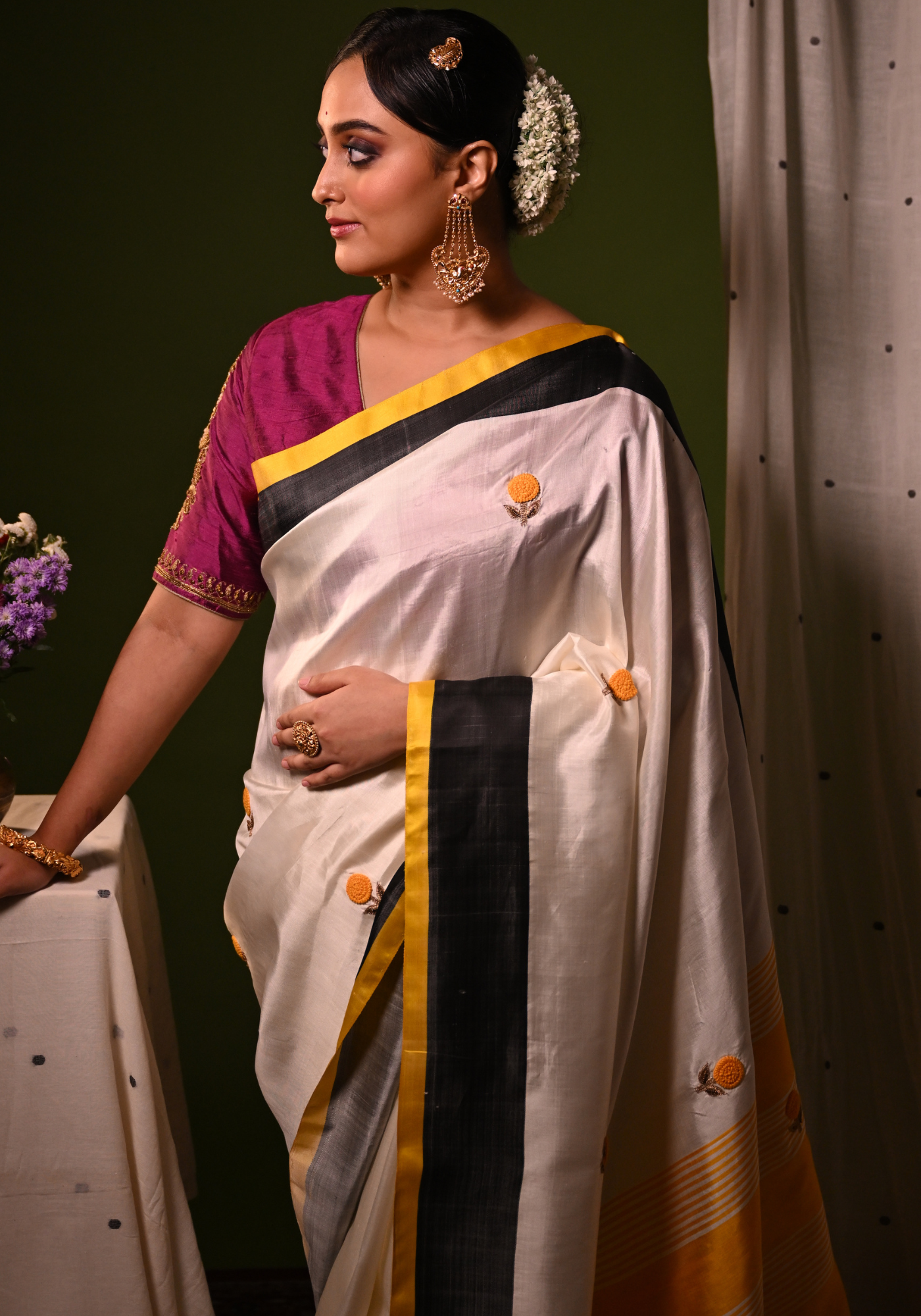 MARIGOLD EMBROIDERED GOROD SAREE
